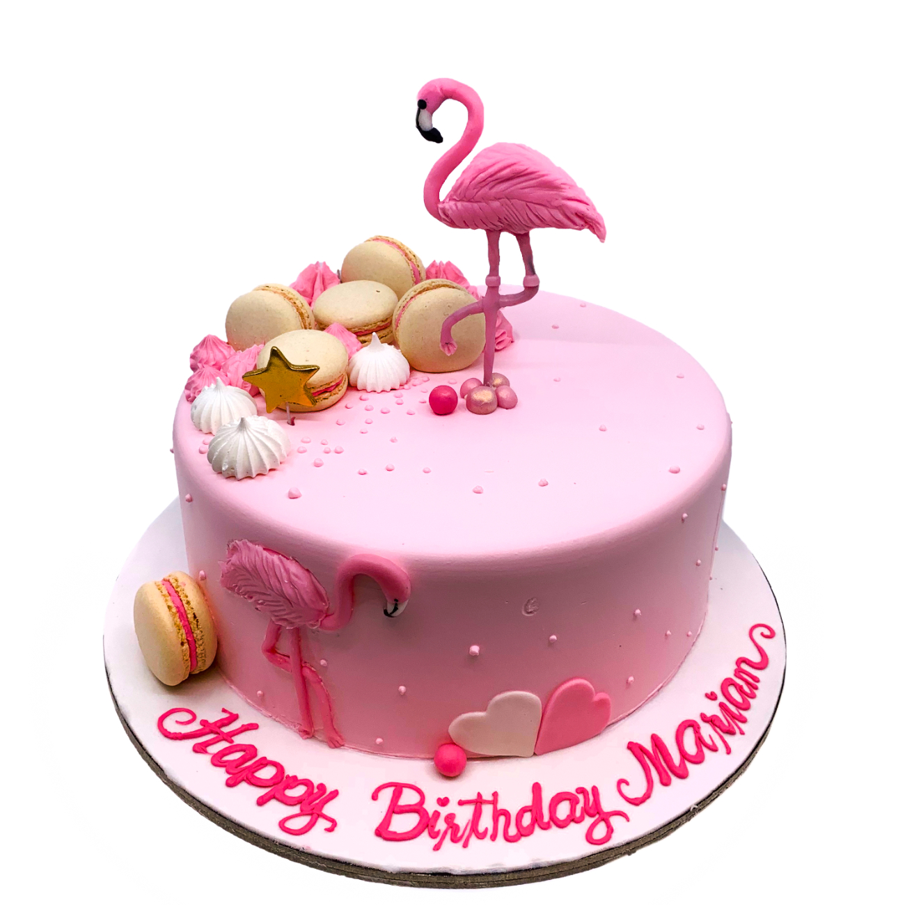 Chic Flamingo & Macaron Pink Cake