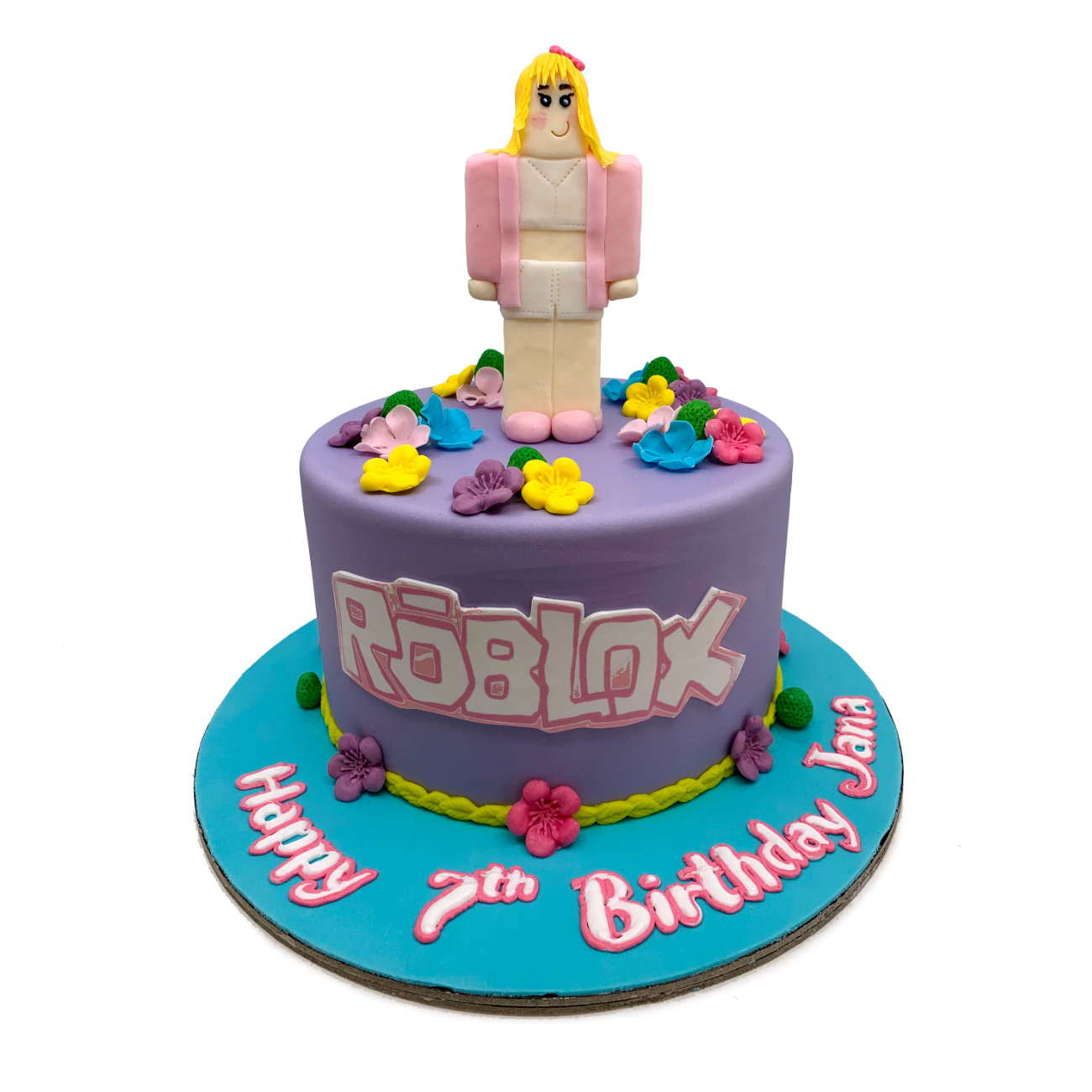 Colorful Roblox Girl Character Birthday Cake