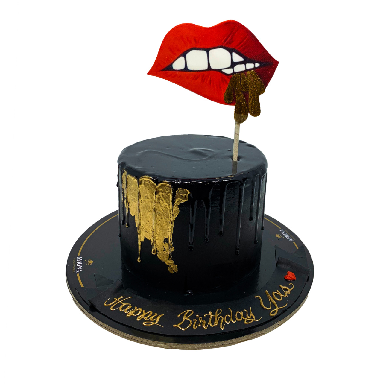 Midnight Red Lips Drip Cake