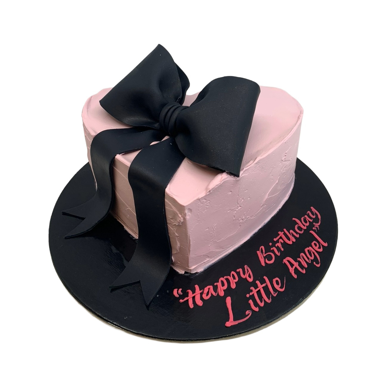 Minimalist Blush Heart & Bow Cake