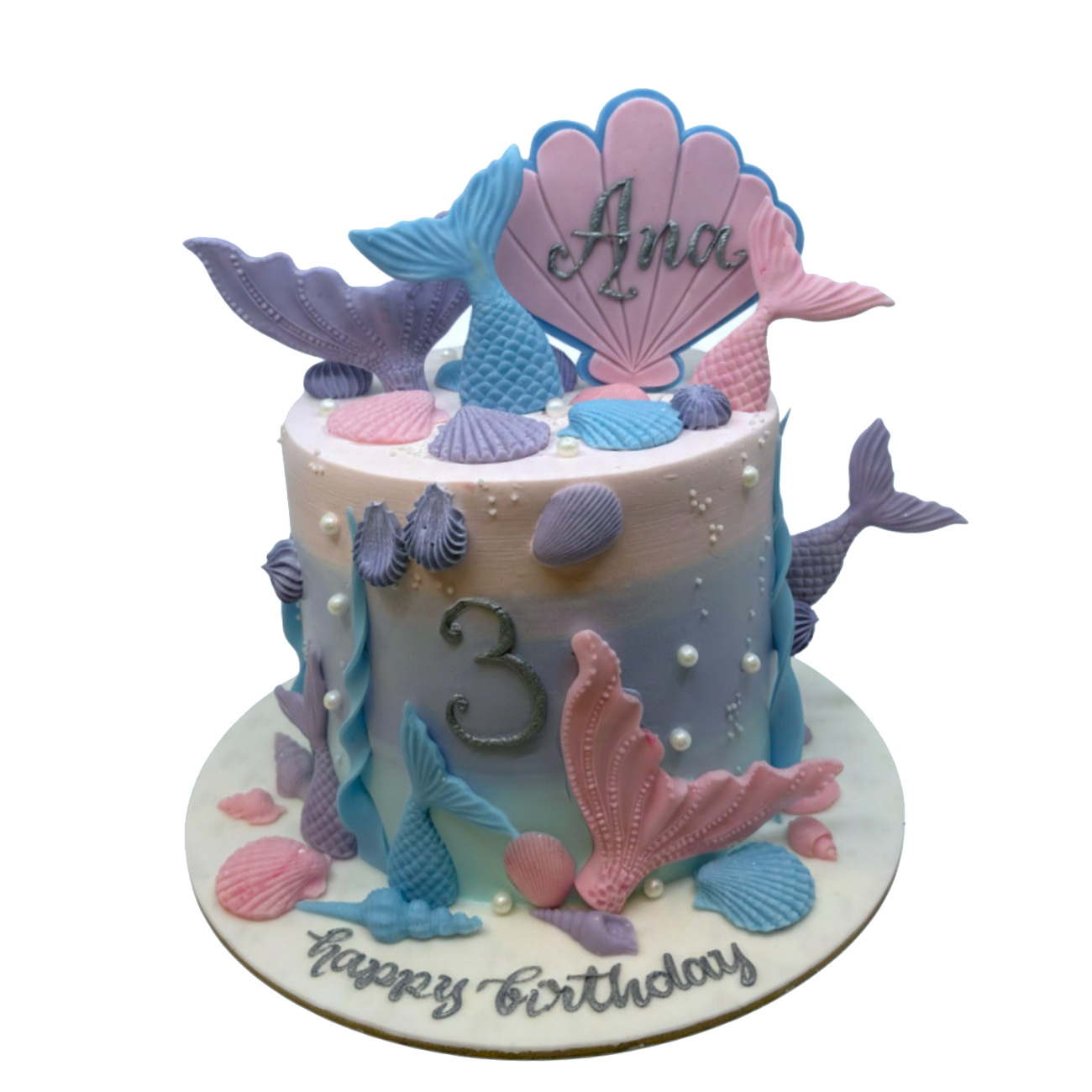 Pastel Shells Mermaid Birthday Cake