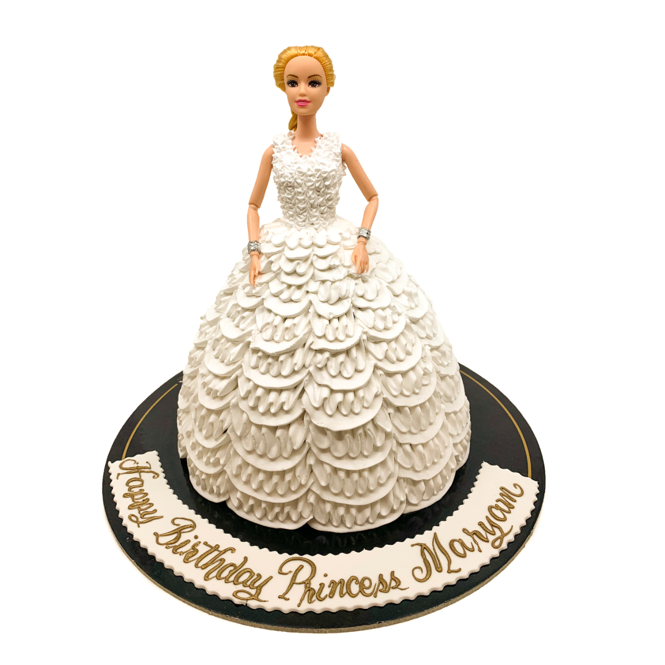 Snow-White Elegant Ruffle Princess Cake