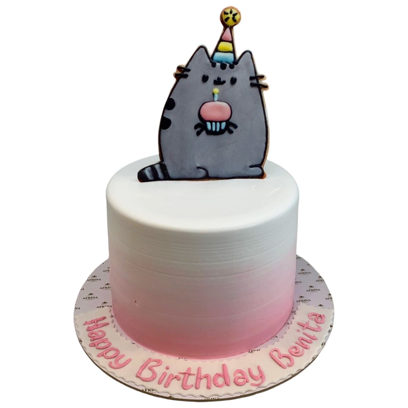 Adorable Pusheen Cat Ombre Cake