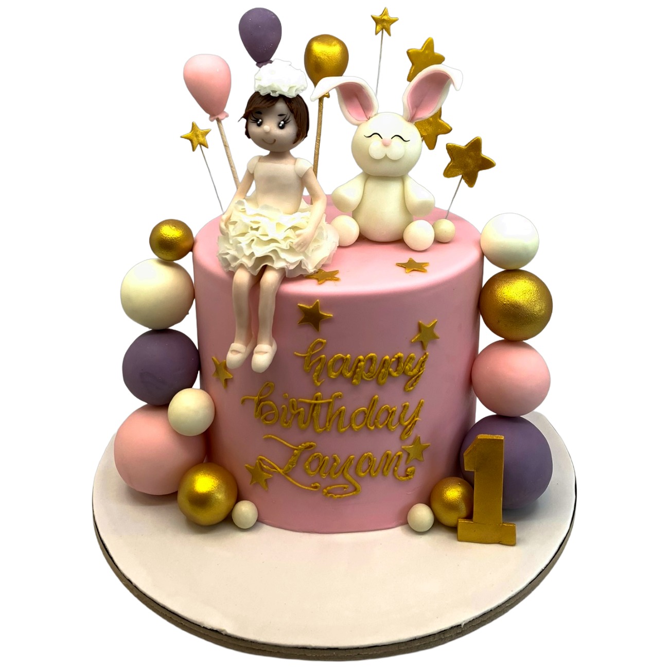 Ballerina & Bunny First Birthday Cake