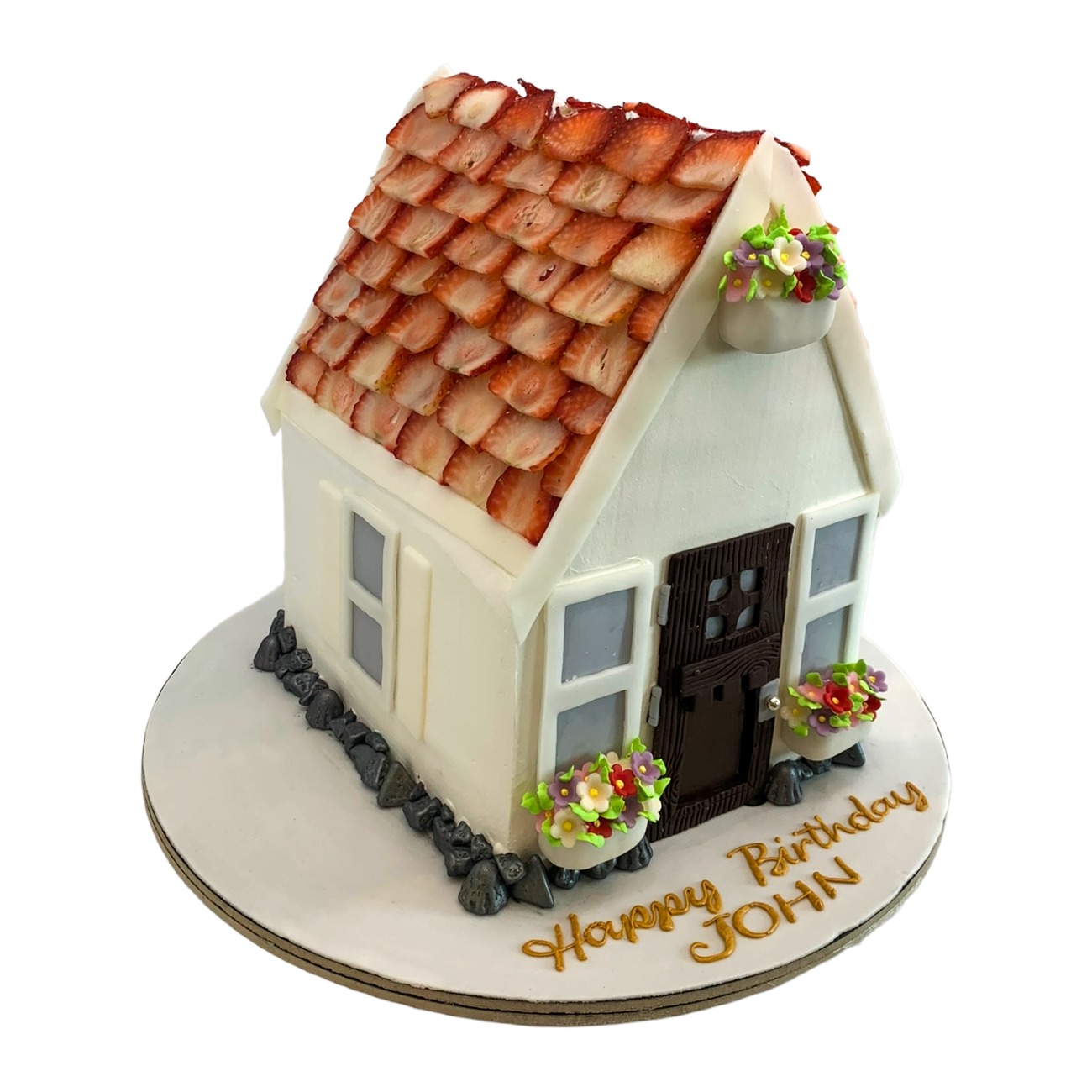 Charming Strawberry Cottage House Cake