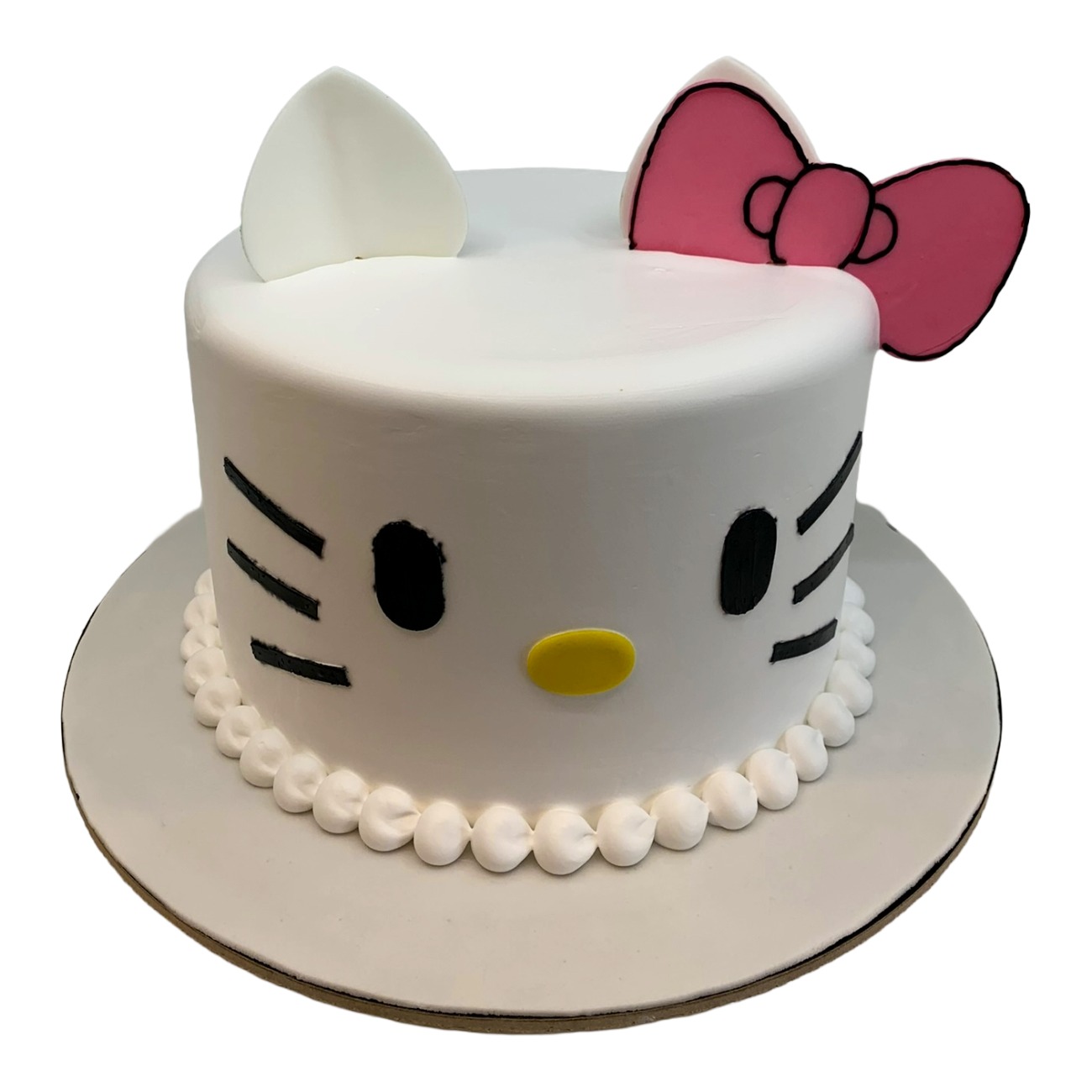 Charming White Kitty Fondant Cake