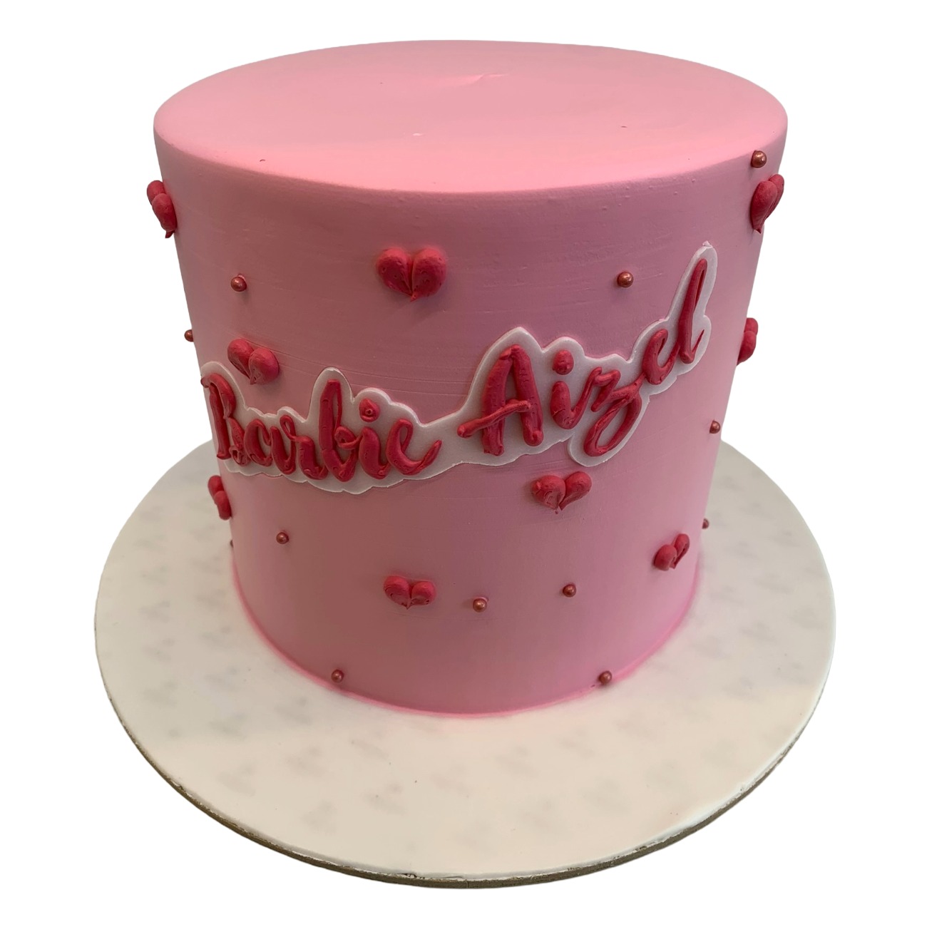 Chic Pink Heart & Pearl Tall Cake
