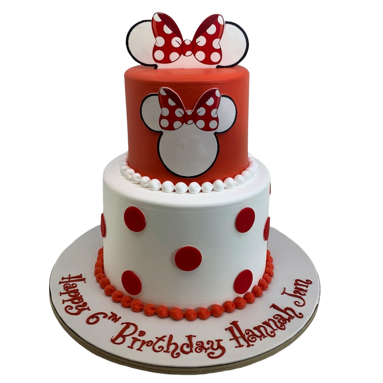 Classic Minnie Mouse Two-Tier Polka Dot Cake