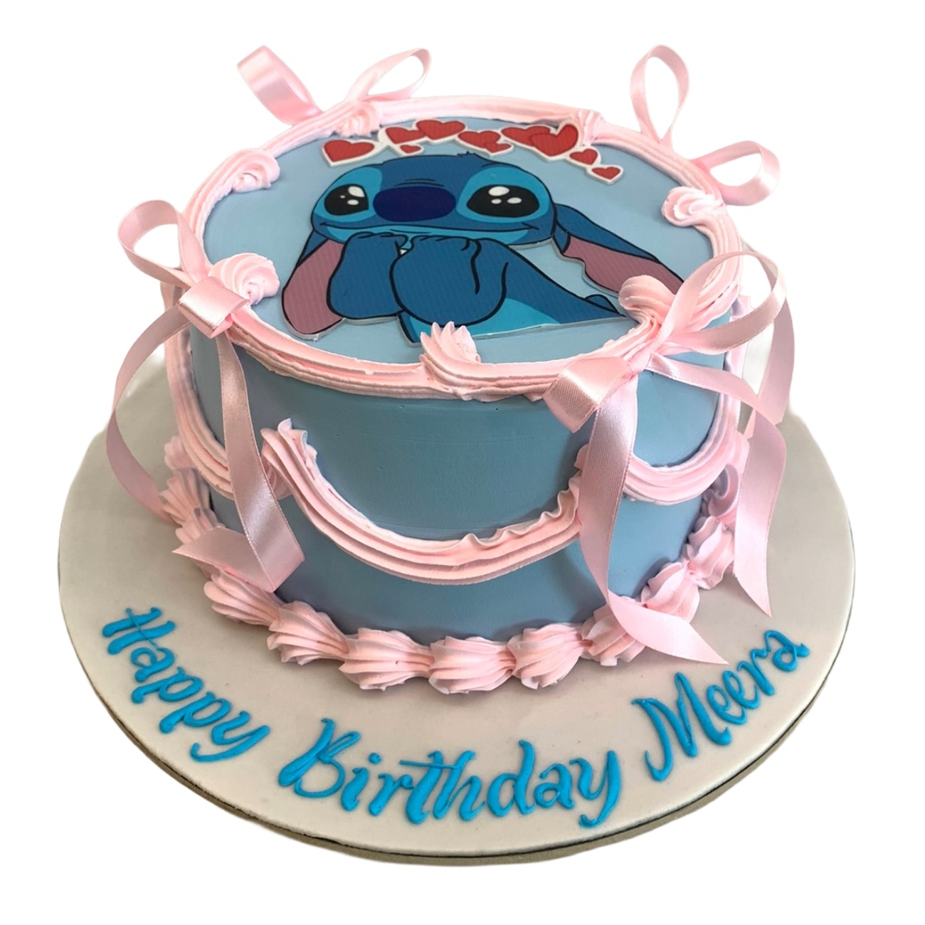 Cute and Sweet Stitch Pastel Ribbon Cake