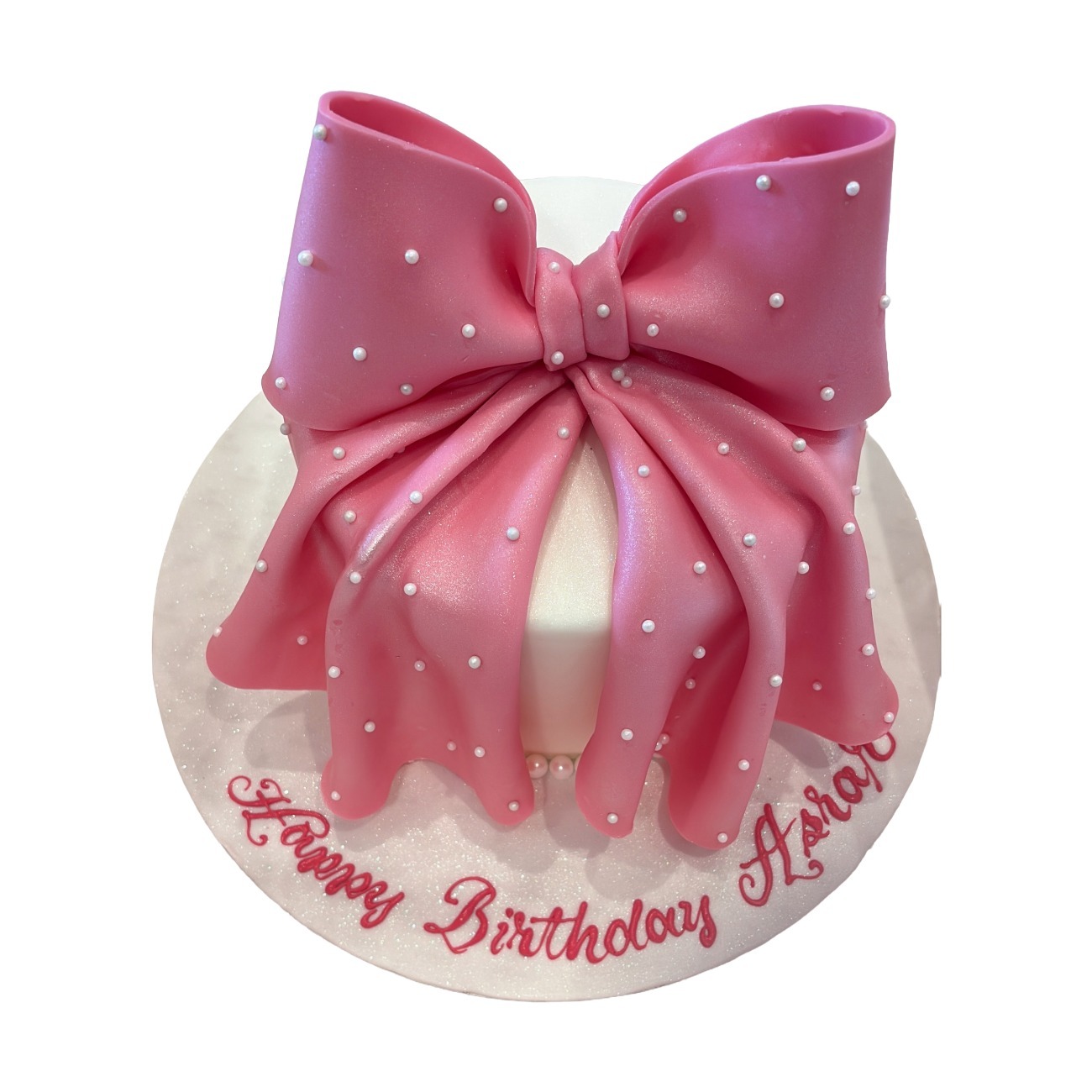 Elegant Pink Bow Celebration Cake