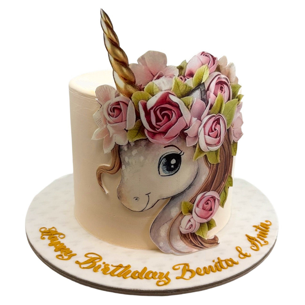 Enchanted Unicorn Floral Birthday Cake