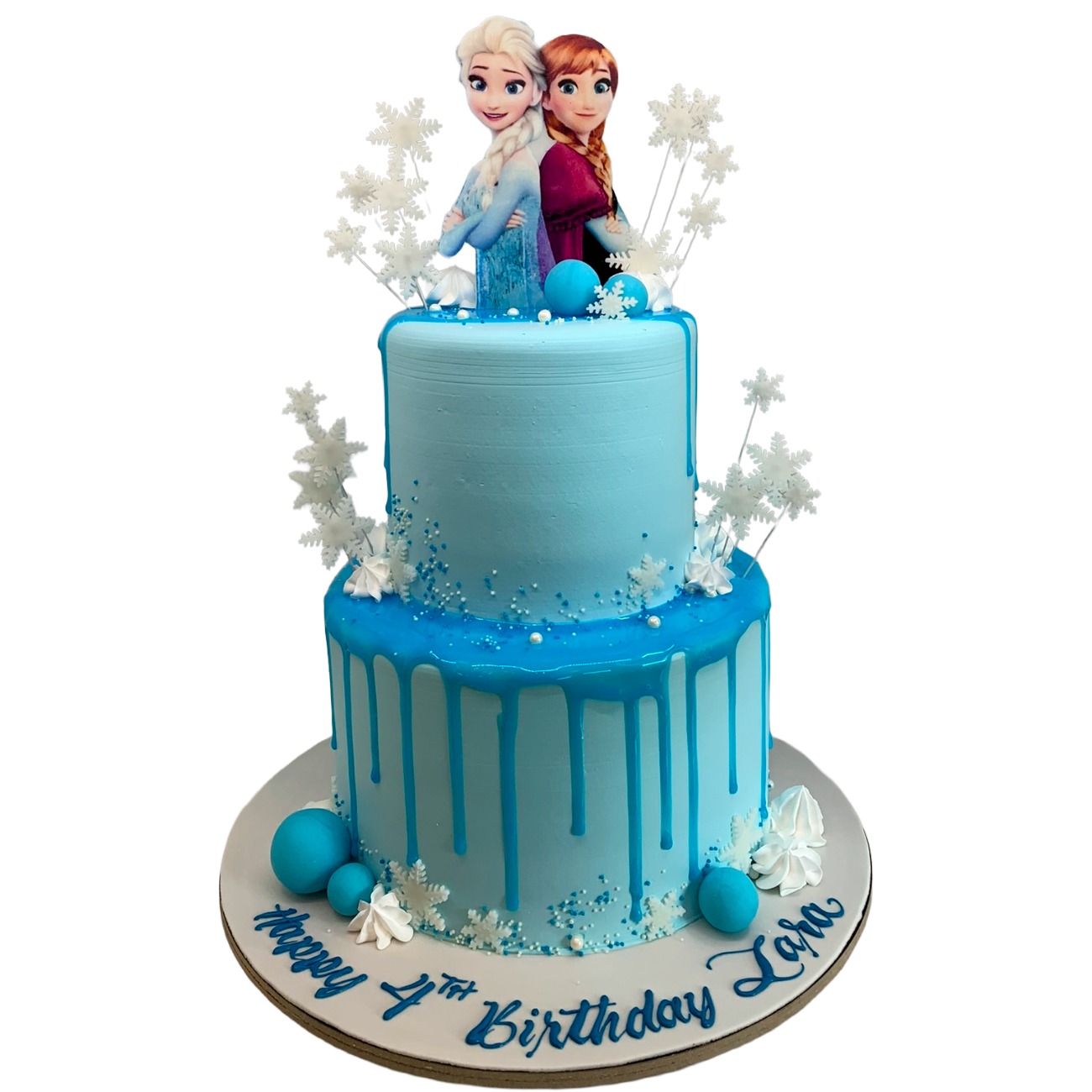 Frozen Sisters Two-Tier Magical Drip Cake