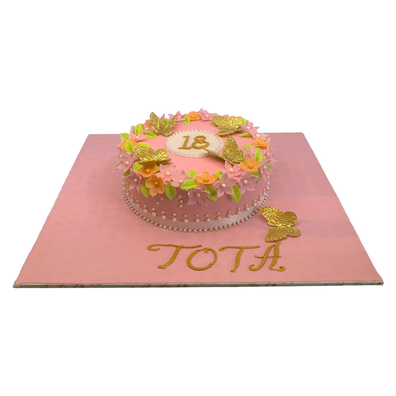 Golden Butterfly Blossom Cake