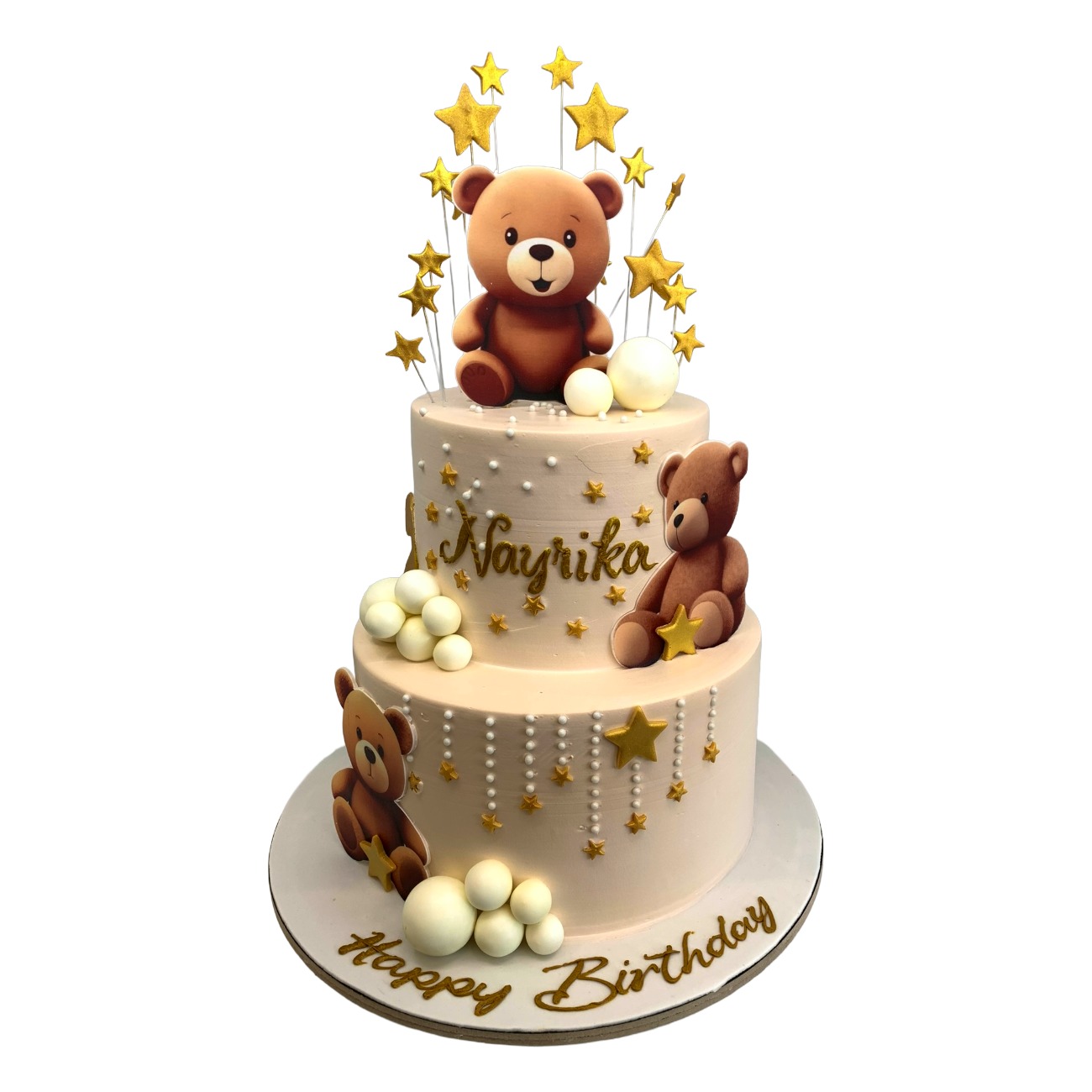 Golden Starry 2 layer Teddy Bear Cake