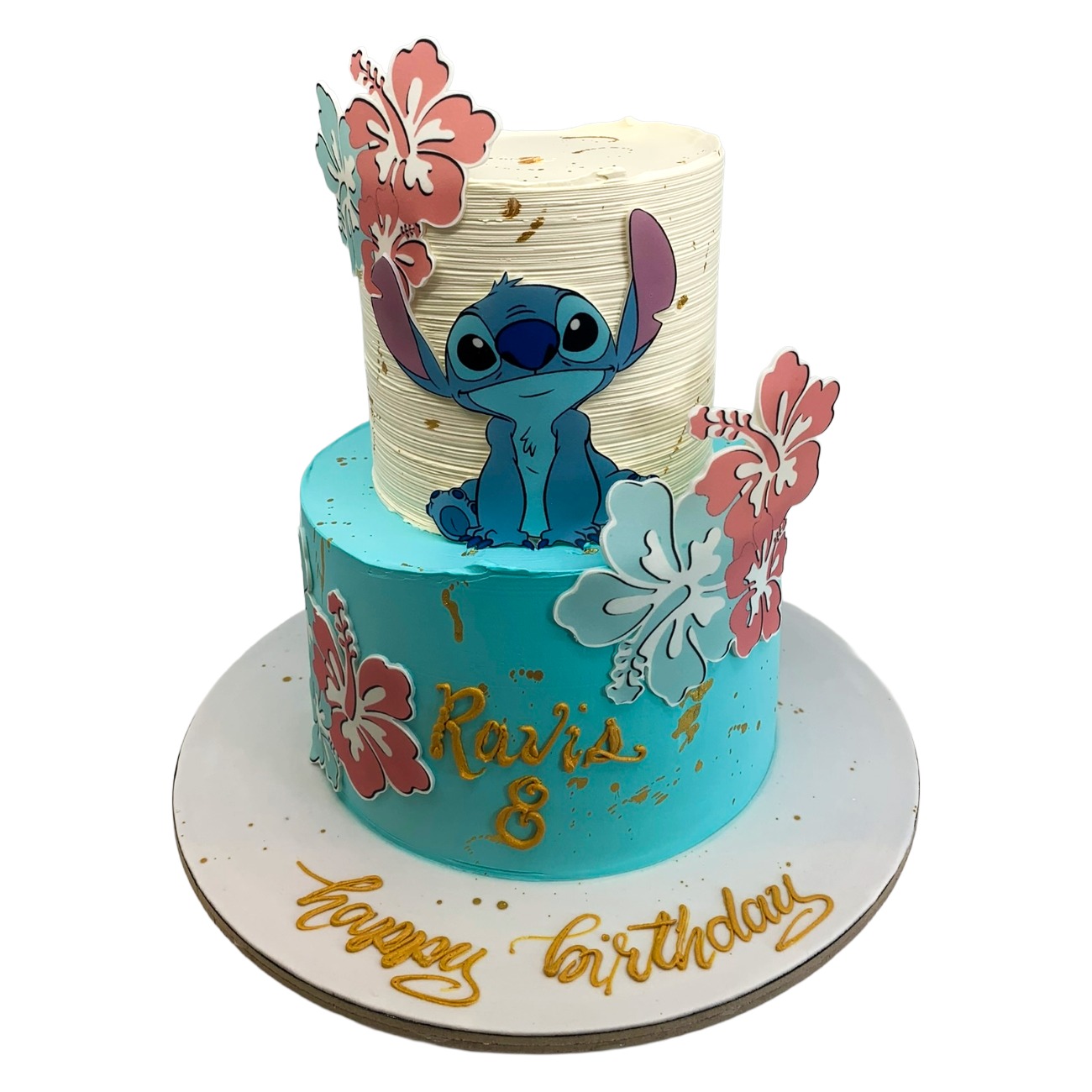 Hawaiian Stitch Textured Two-Tier Cake