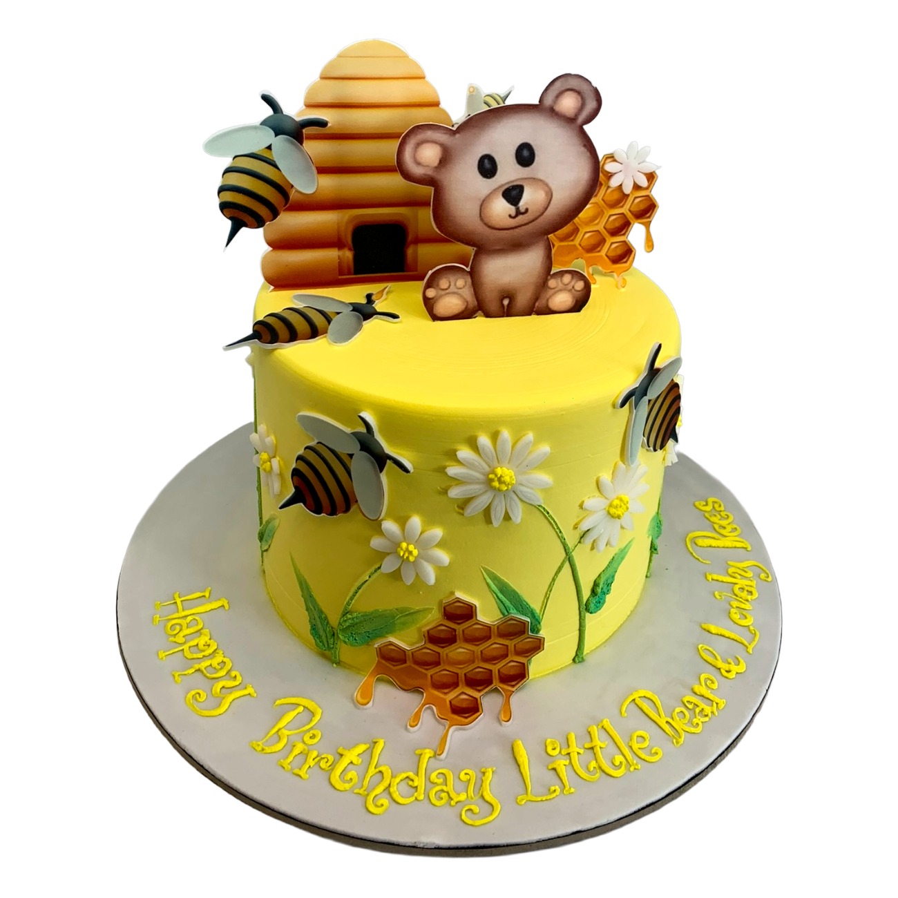 Honey Bear & Bumblebee Birthday Cake