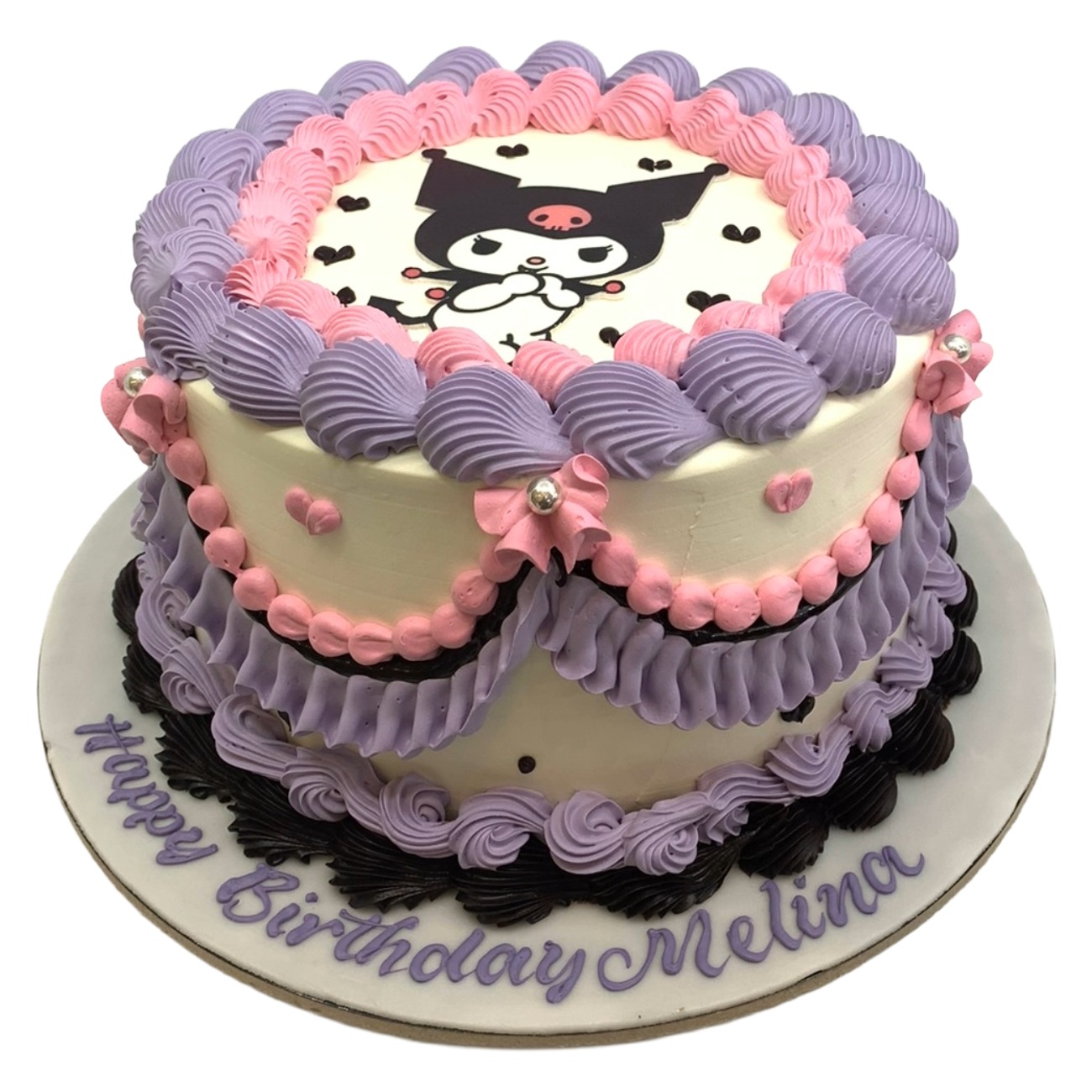 Kuromi Vintage Lavender Ruffle Cake