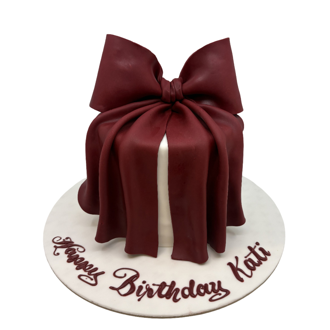 Luxury Deep Burgundy Fondant Bow Cake