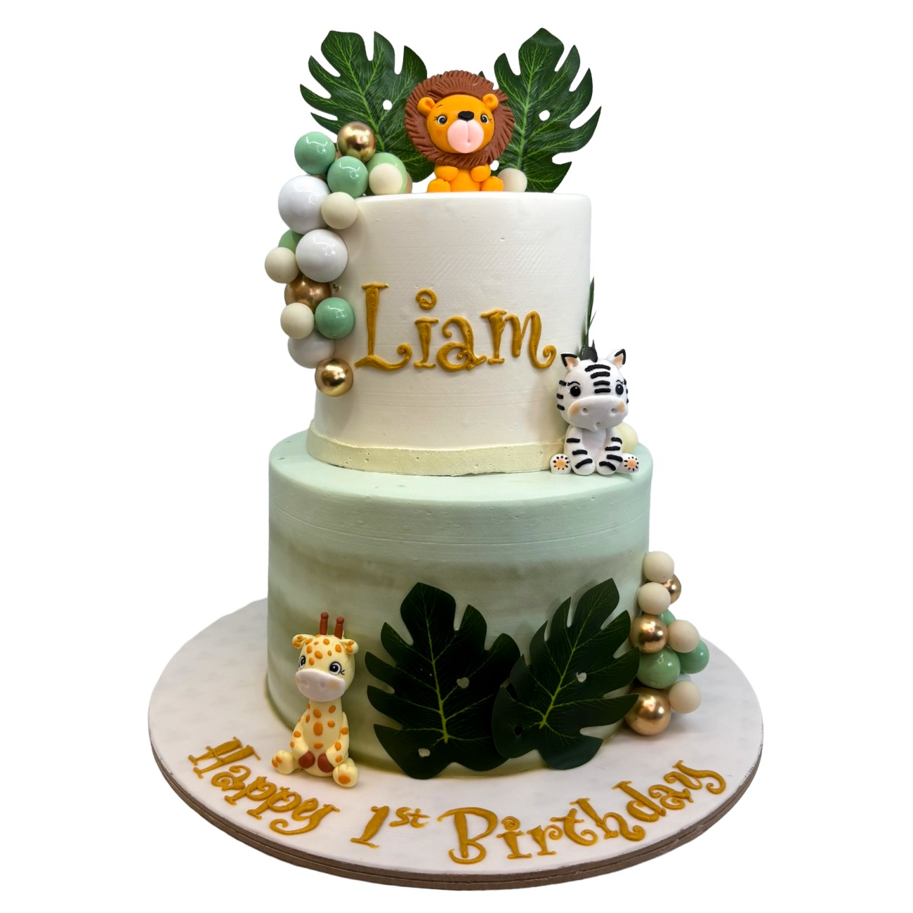 Luxury Lion Safari Jungle Two-Tier Cake