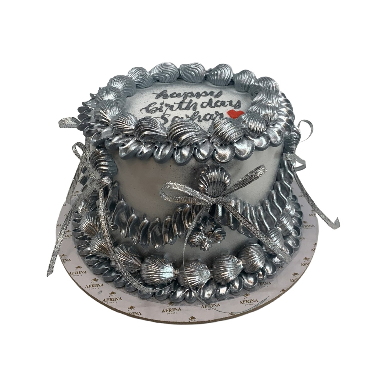 Metallic Silver Shell Vintage Cake