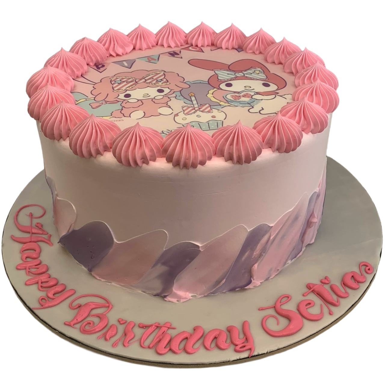 My Melody & Piano Pastel Swirl Cake