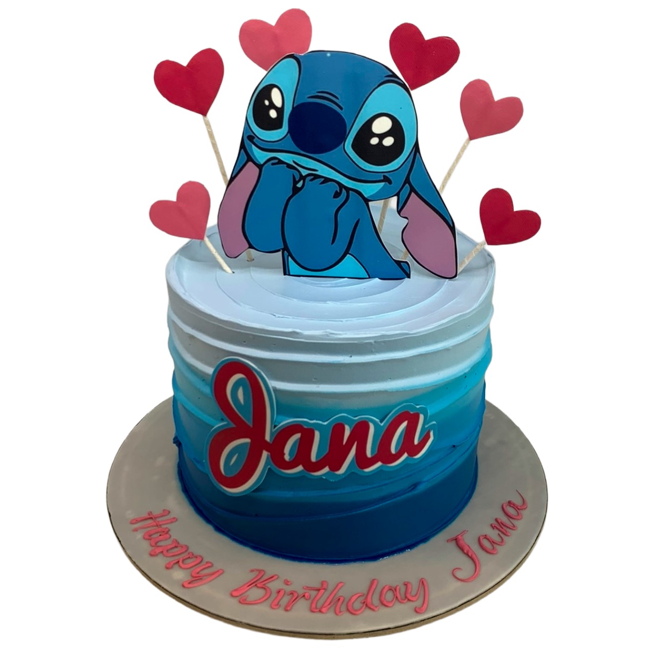 Ohana Stitch Blue Ombre Birthday Cake