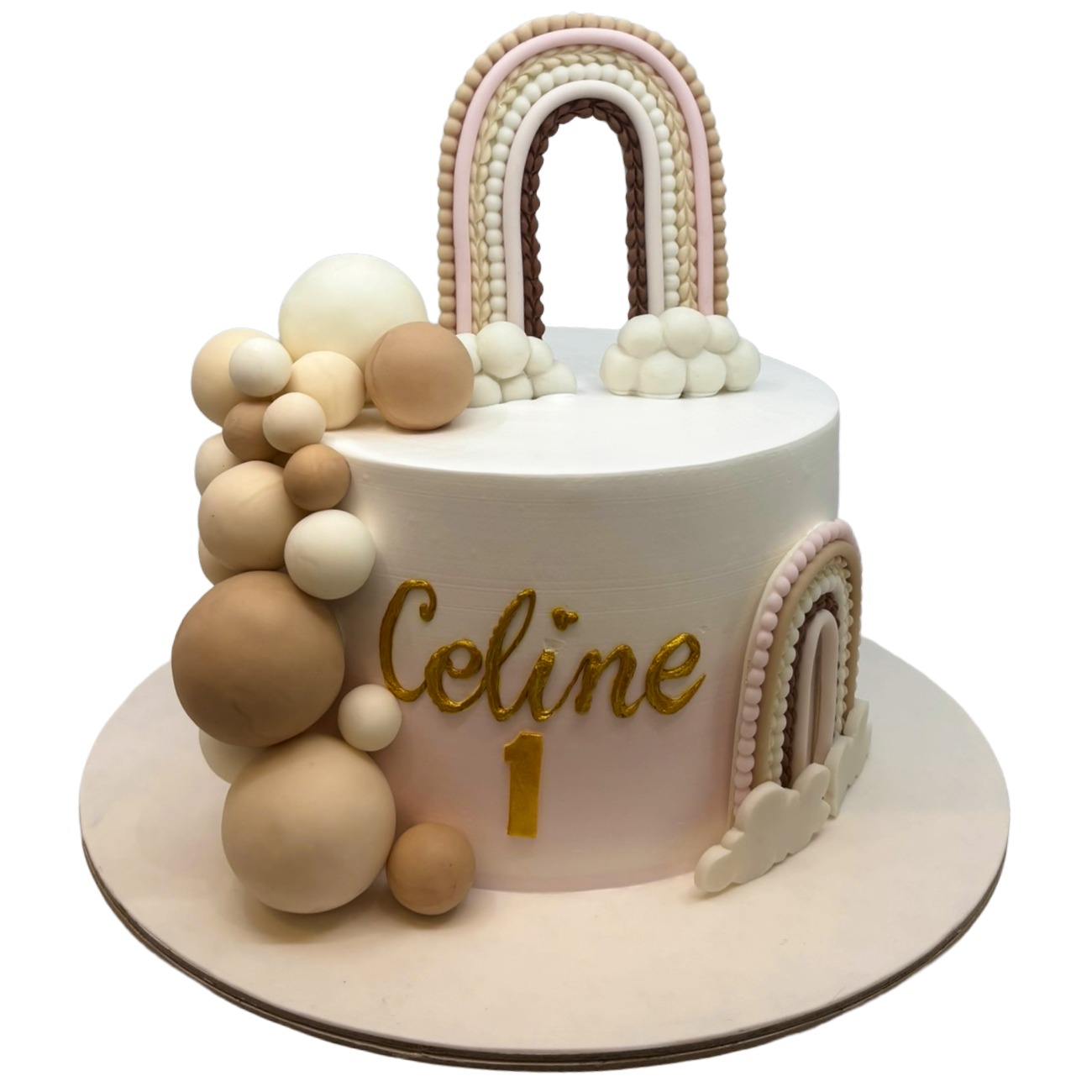 Pastel Boho Rainbow First Birthday Cake