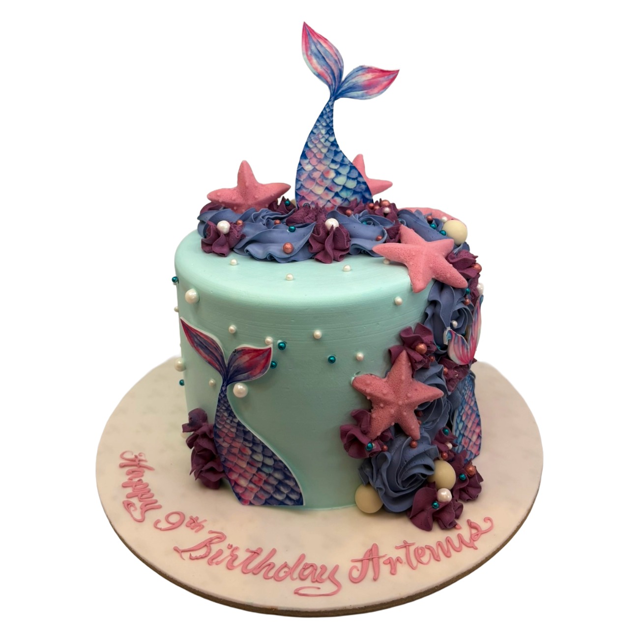 Pastel Mermaid Tail & Starfish Cascade Cake