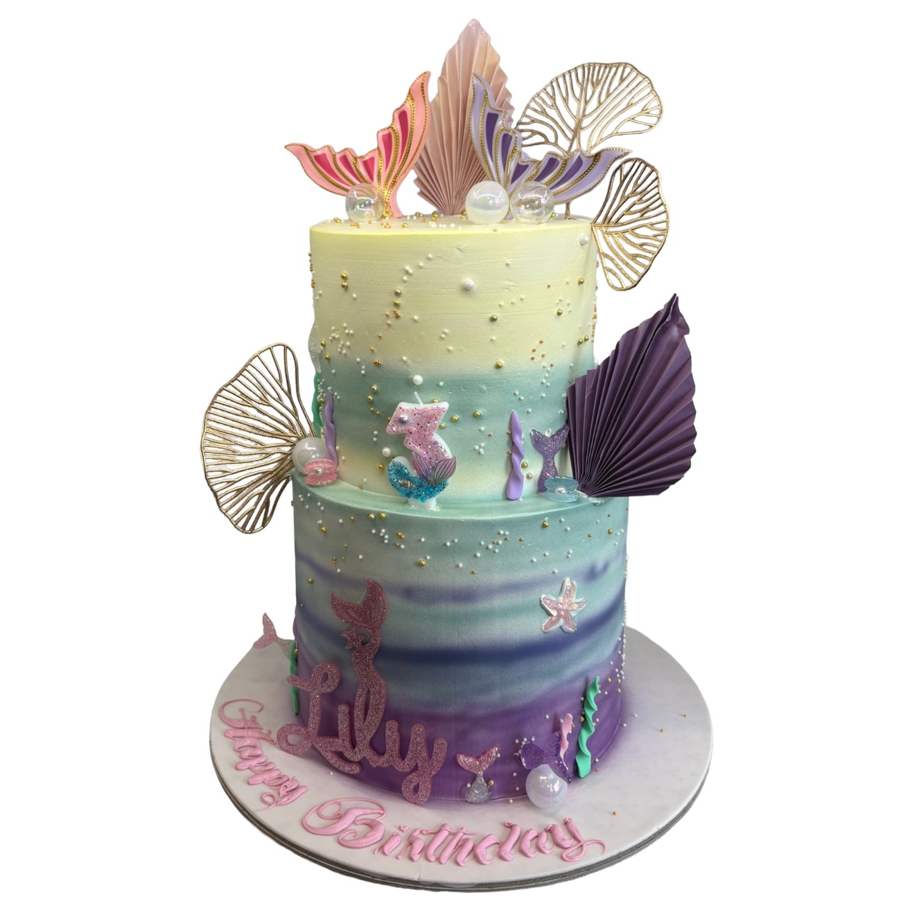 Pastel Ombre Enchanted Mermaid Two Tier Cake