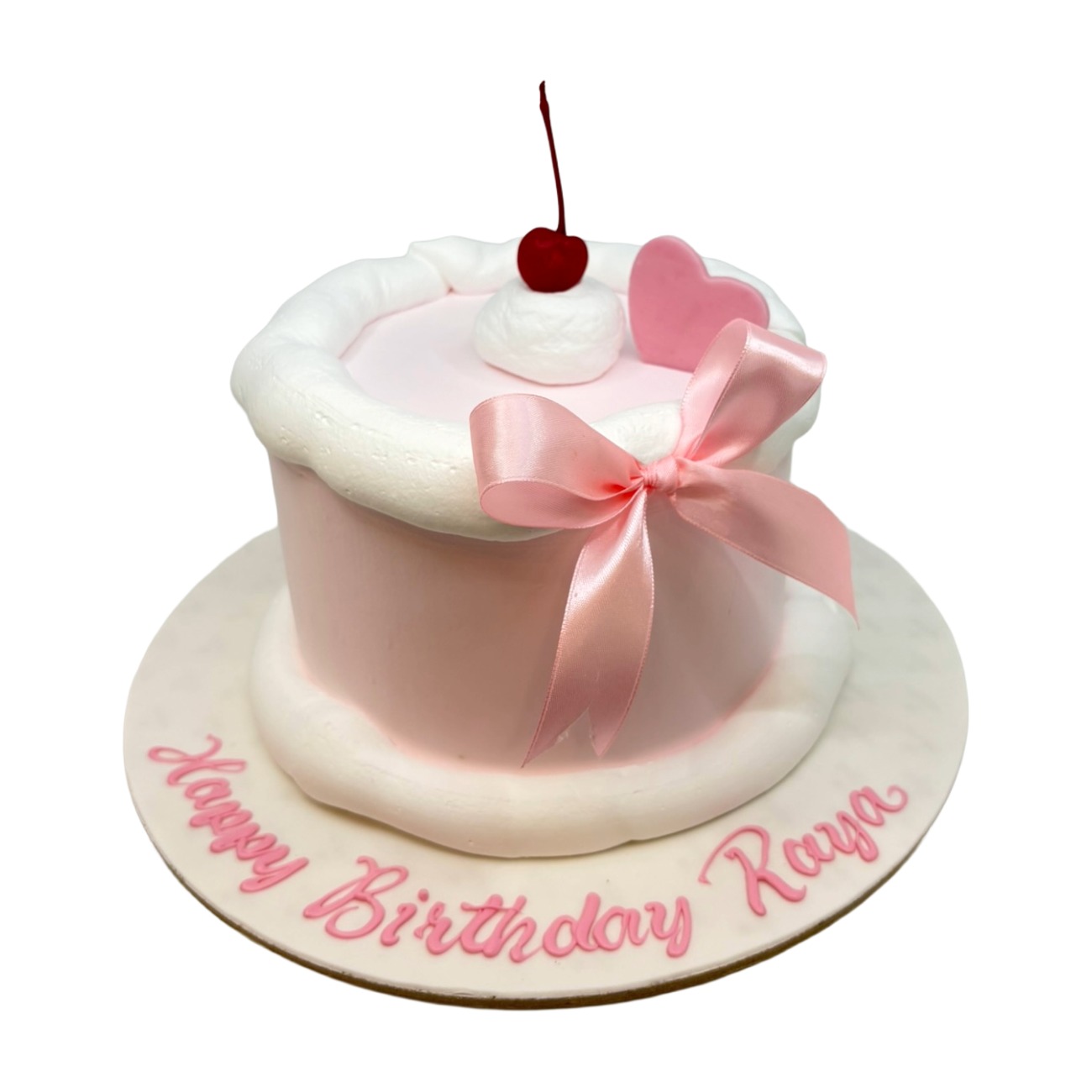 Pastel Pink Cherry Bow Cake
