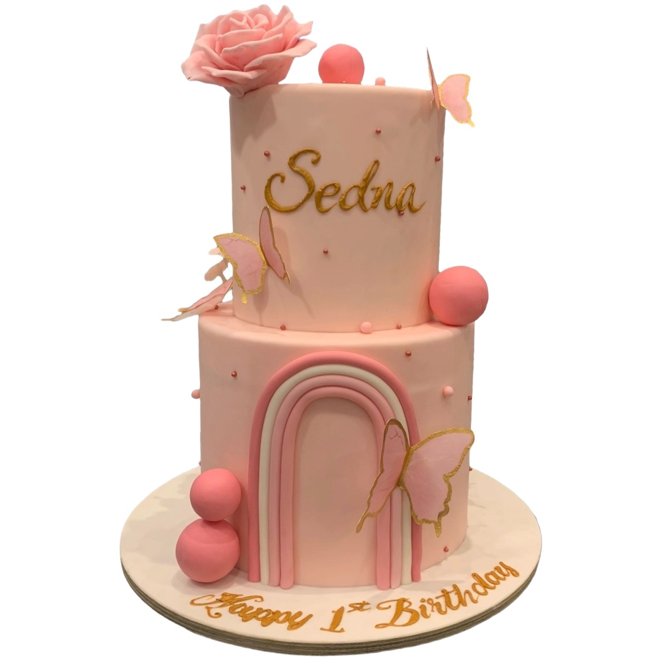Pastel Rainbow & Butterflies Birthday Cake