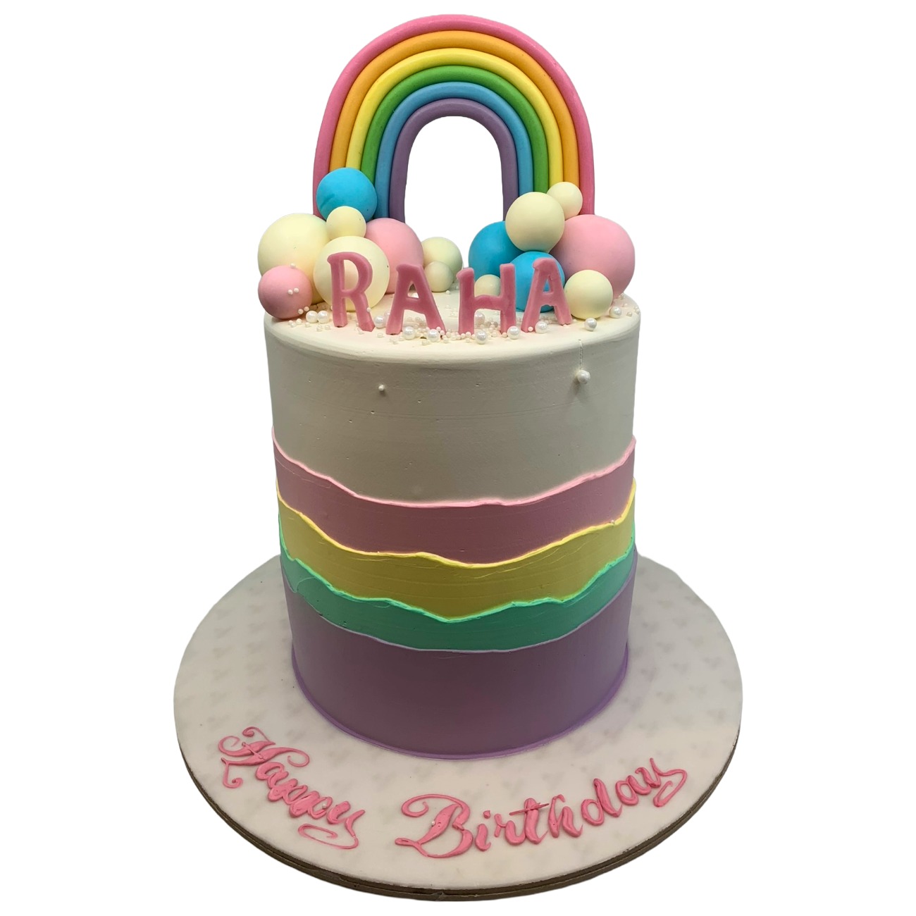 Pastel Rainbow Cascade Birthday Cake
