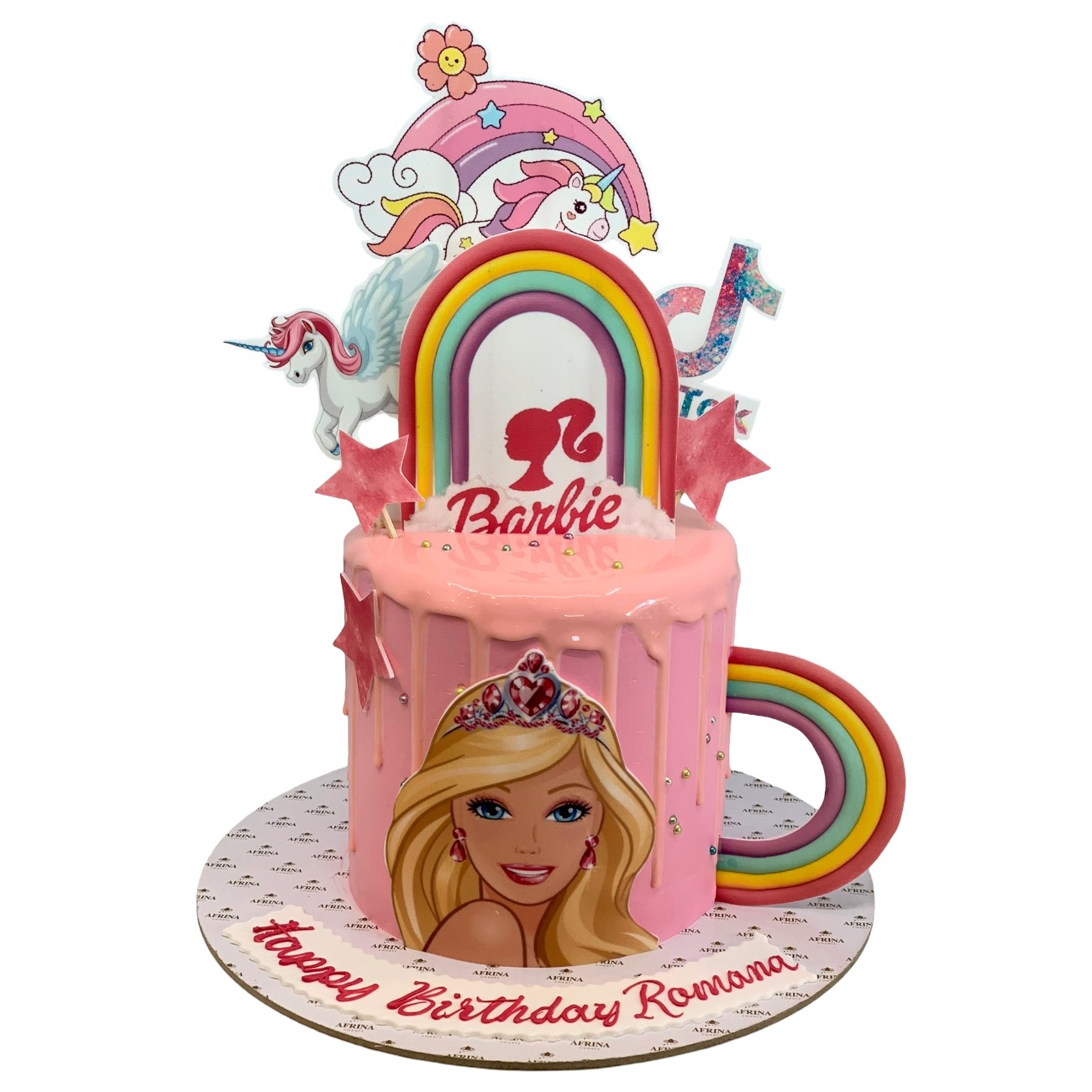 Pastel Rainbow & Unicorn Barbie Cake