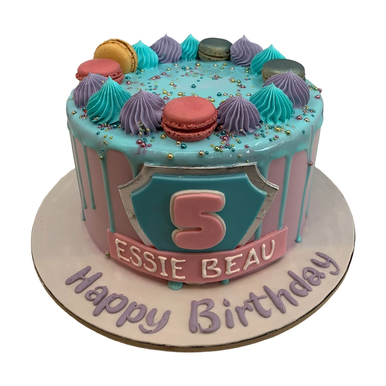 Paw Patrol Shield & Macaron Cake