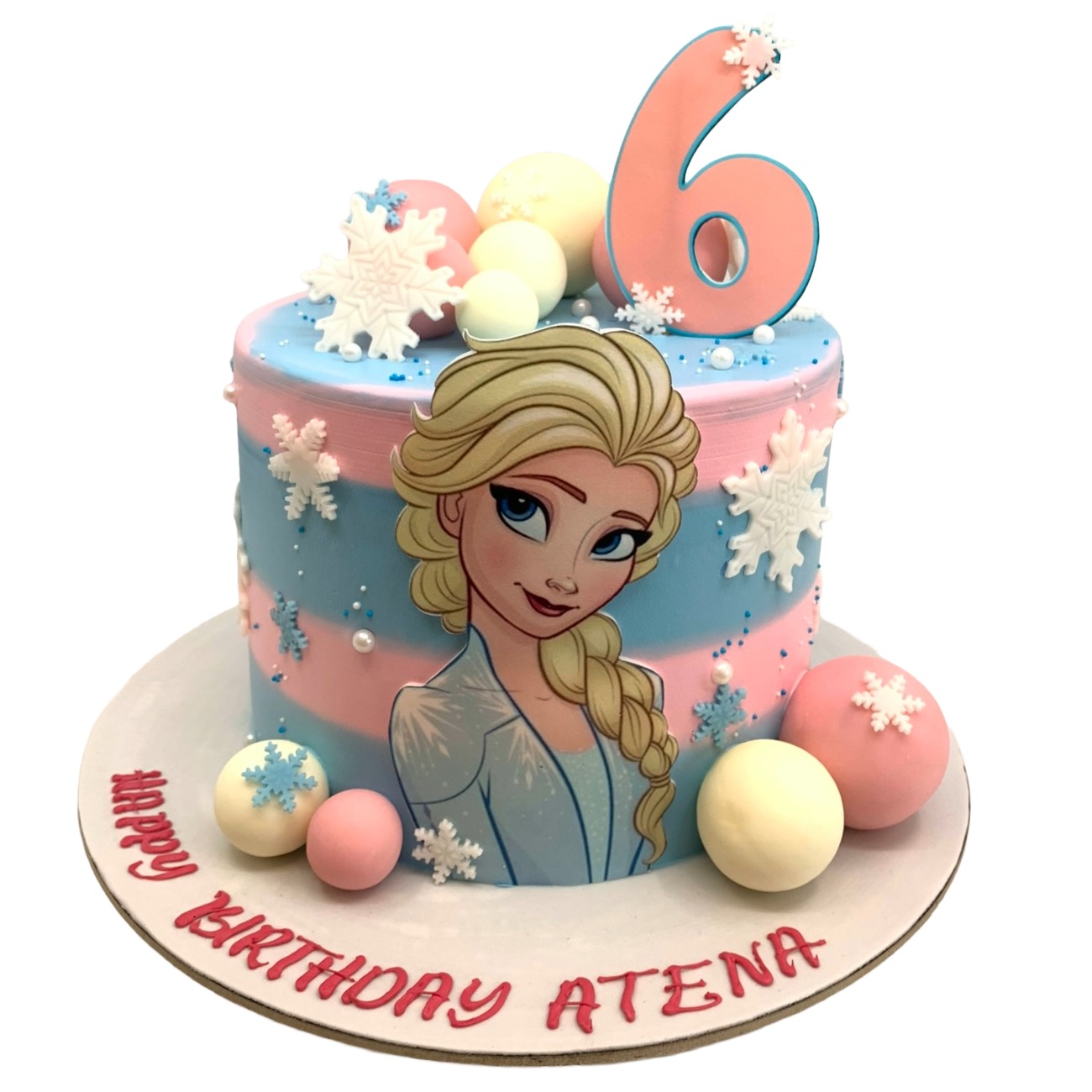 Pink and Blue Themed Frozen Winter Magic Elsa Cake