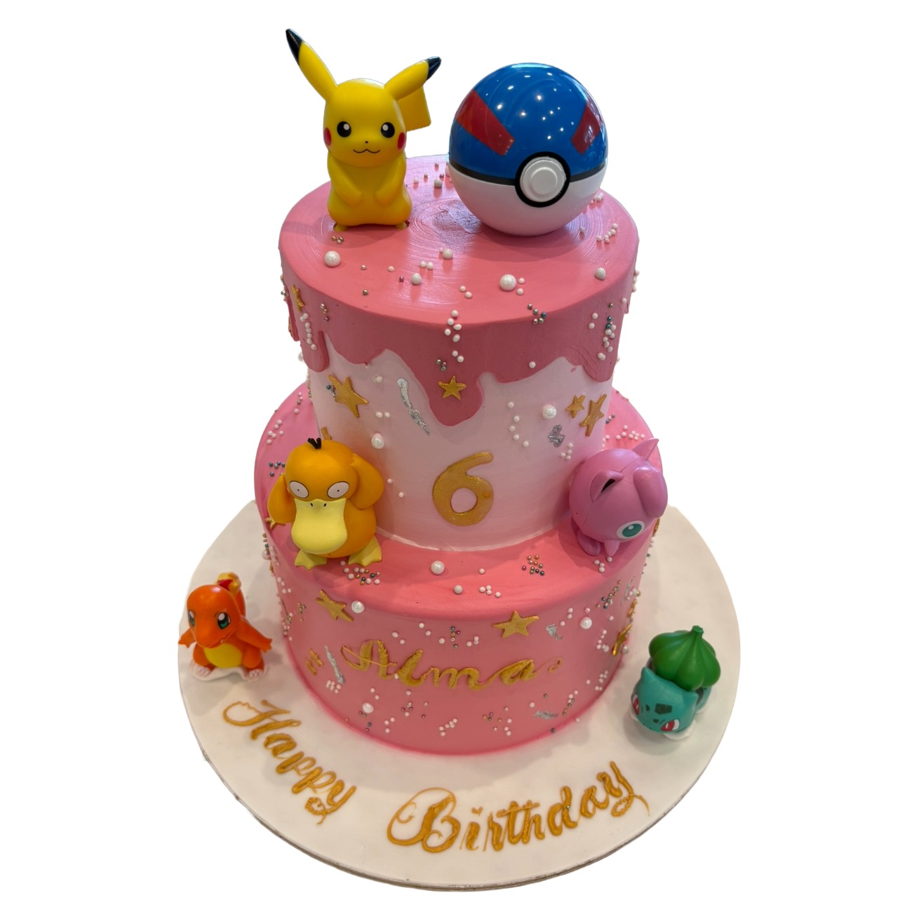 Pokémon Pink Drip Tiered Cake
