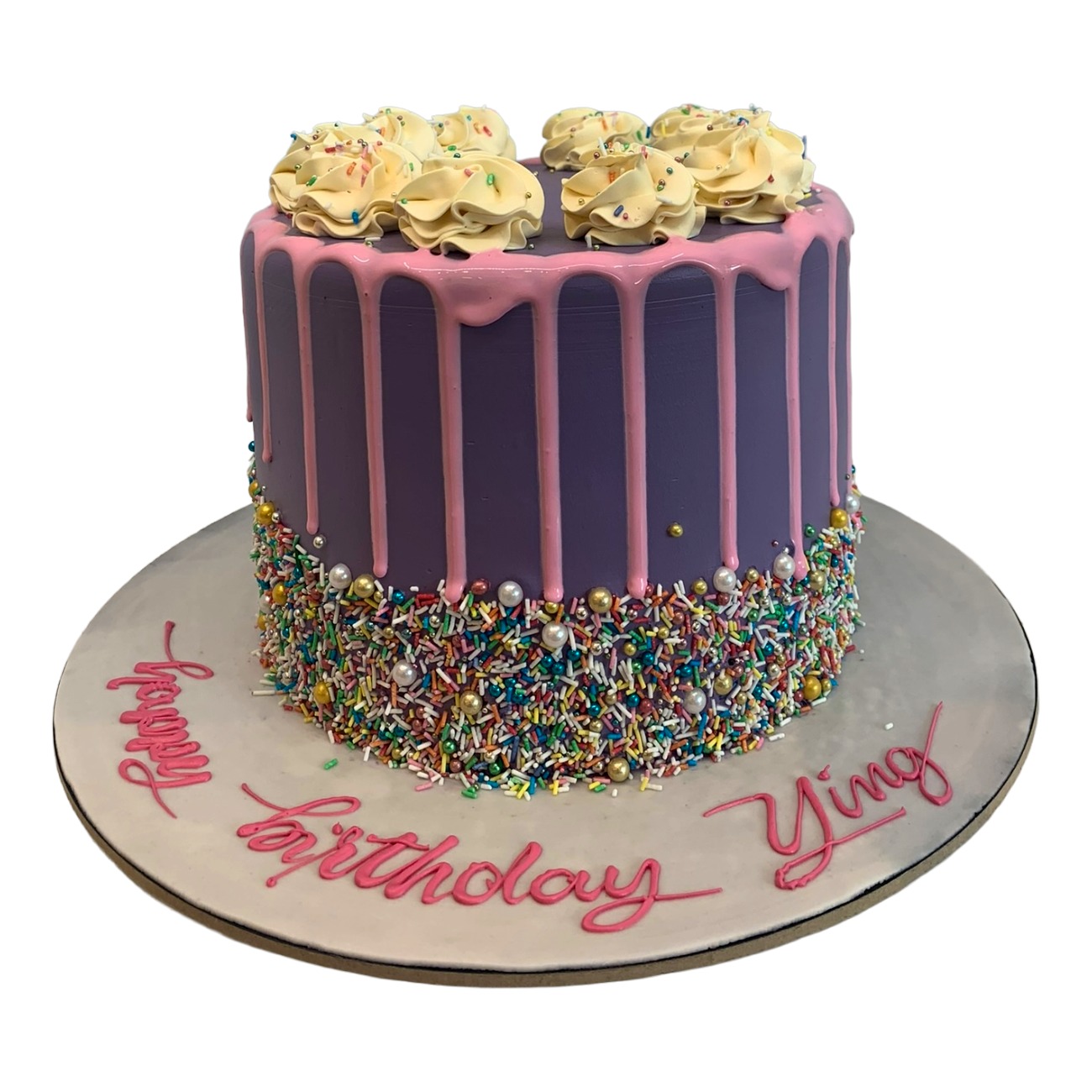 Purple Velvet Drip & Sprinkle Cake