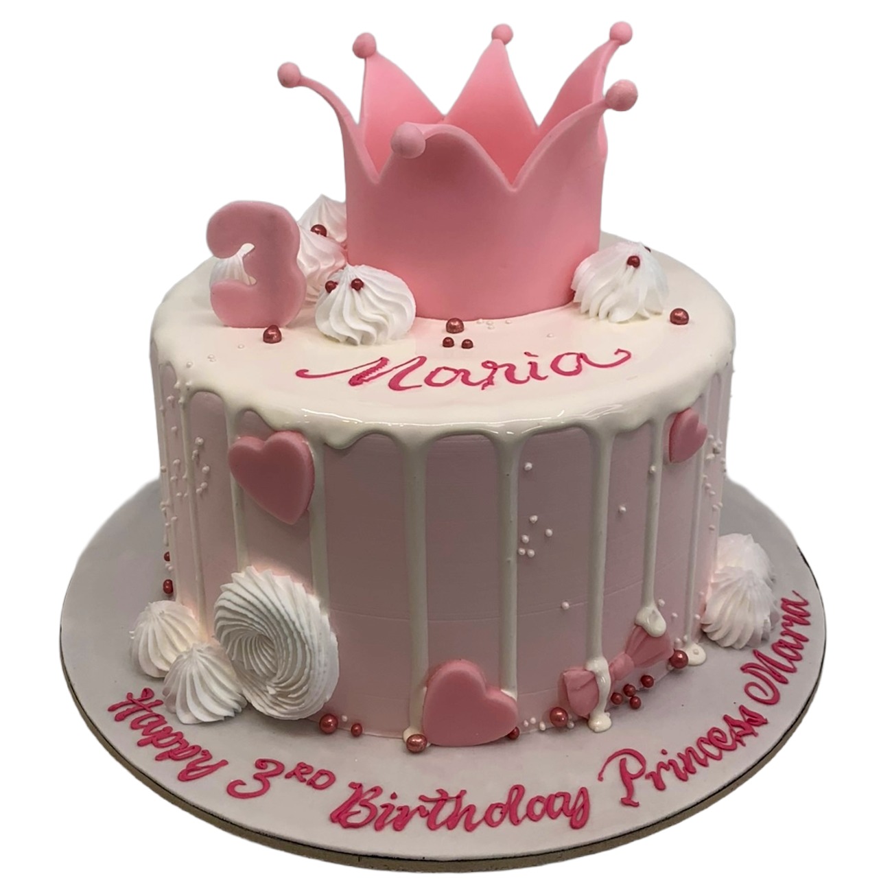 Royal Pink Princess Tiara Drip Cake