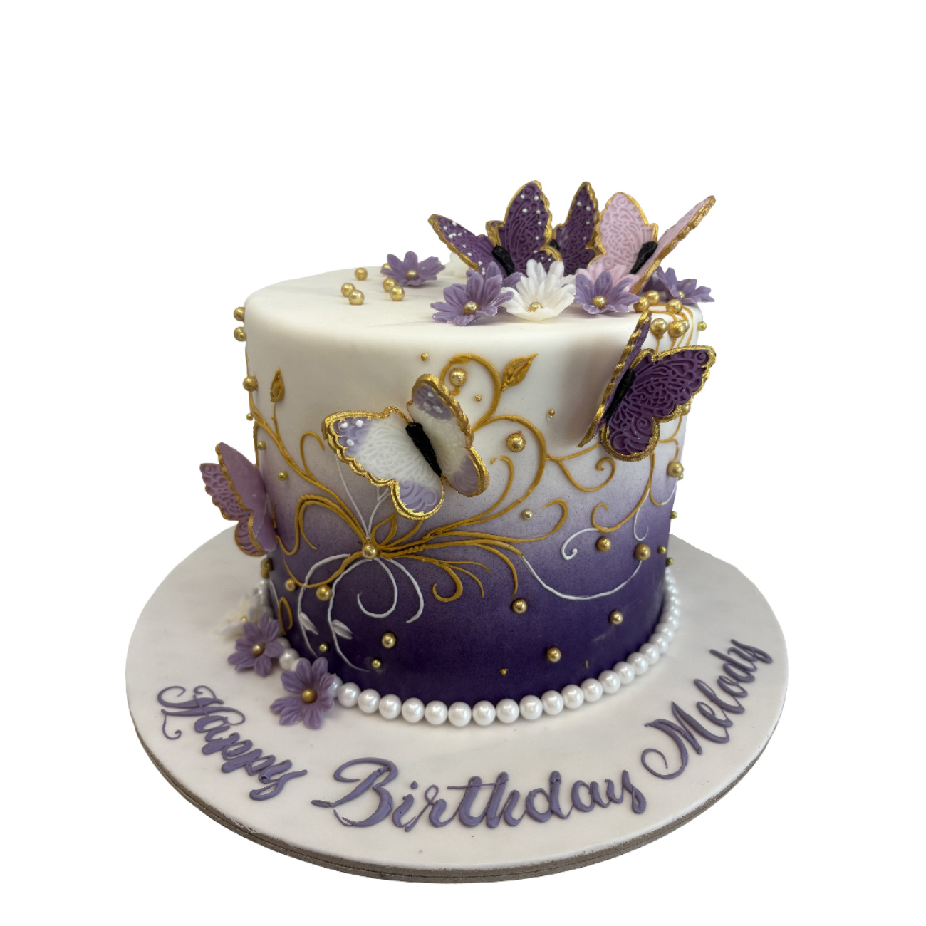 Royal Purple Ombré Butterfly Cake