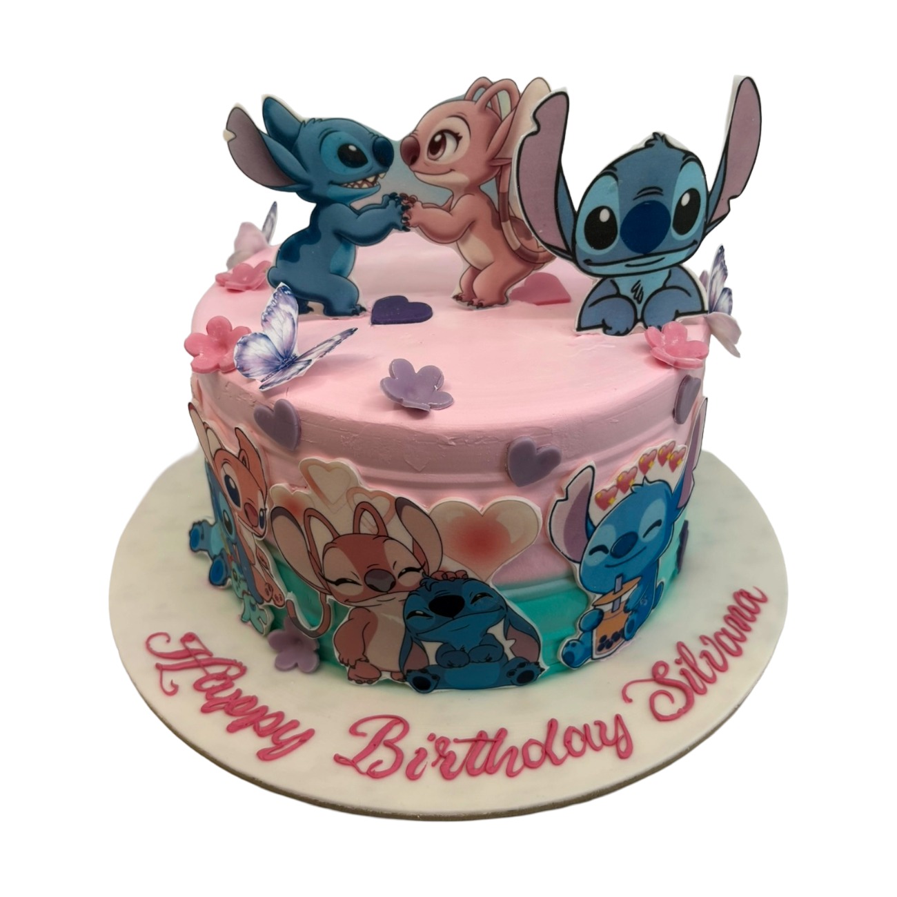 Stitch & Angel Pink Paradise Butterfly Cake