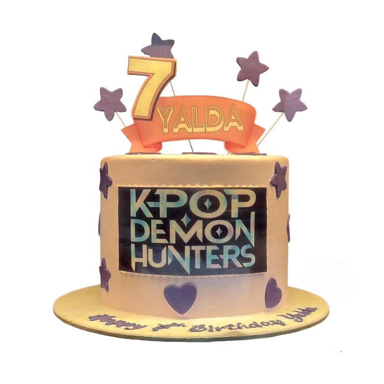 Sunset Colored K-Pop Demon Hunters Birthday Cake