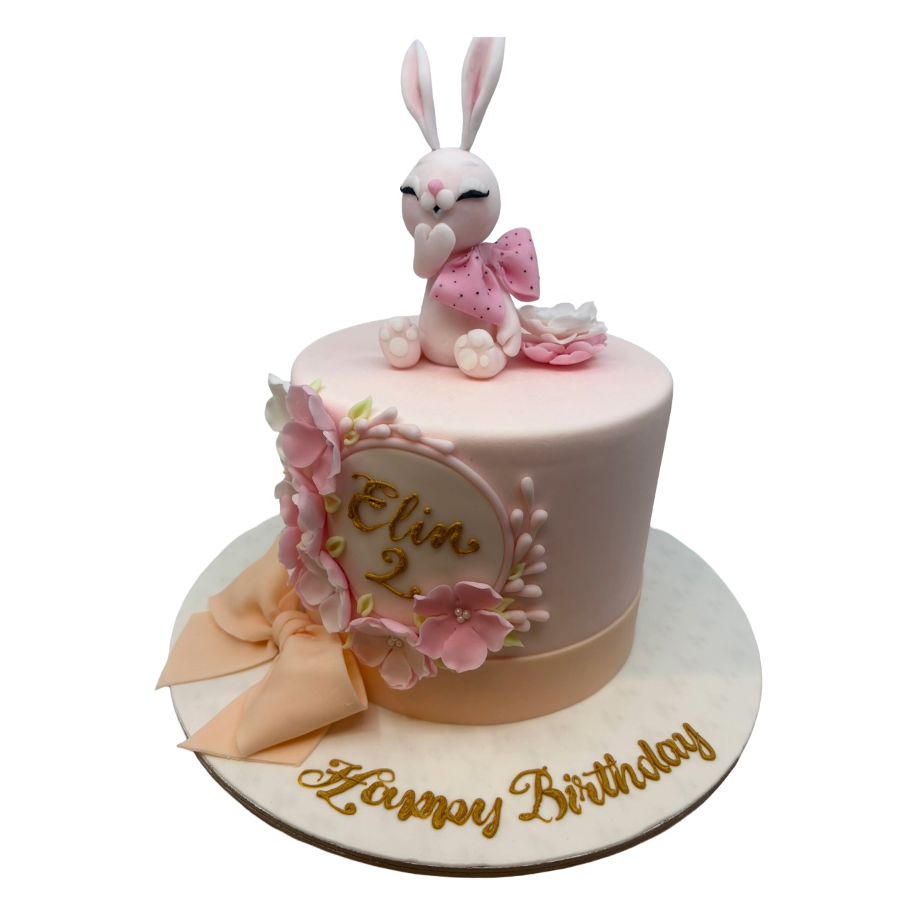 Sweet Bunny & Pastel Floral Cake