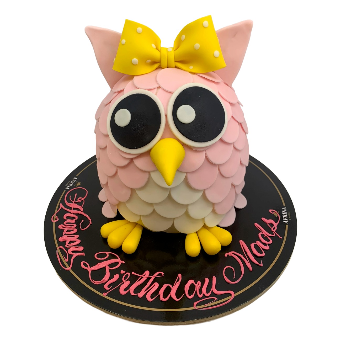 Sweet Pink Fondant Owl Cake