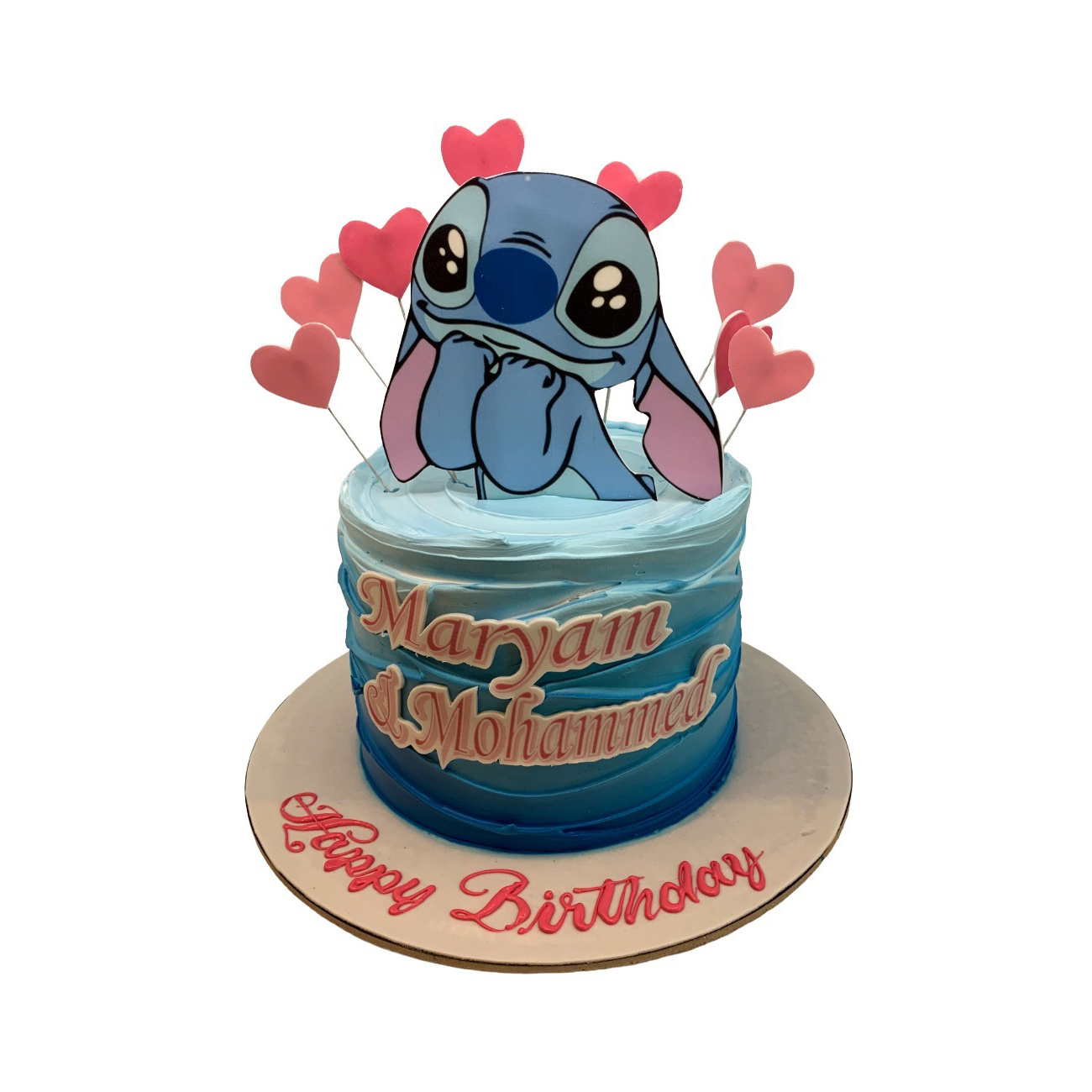 Sweet Stitch & Hearts Birthday Cake