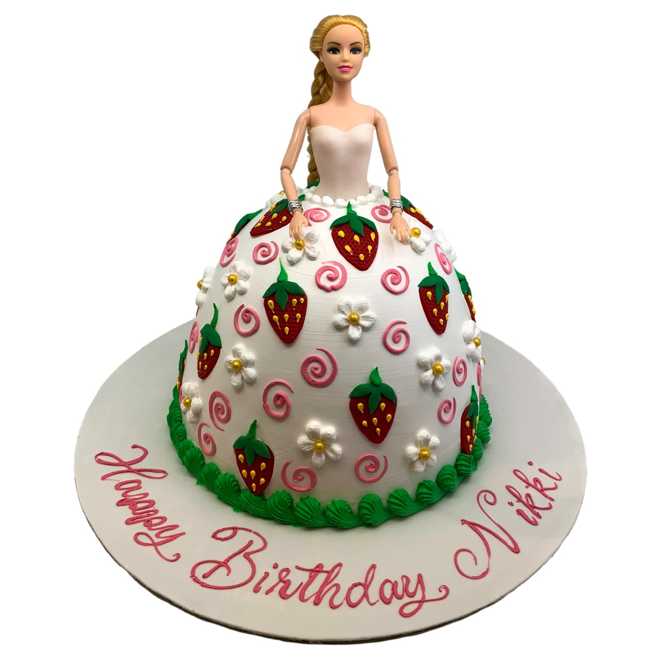Sweet Strawberry Princess Gown Cake