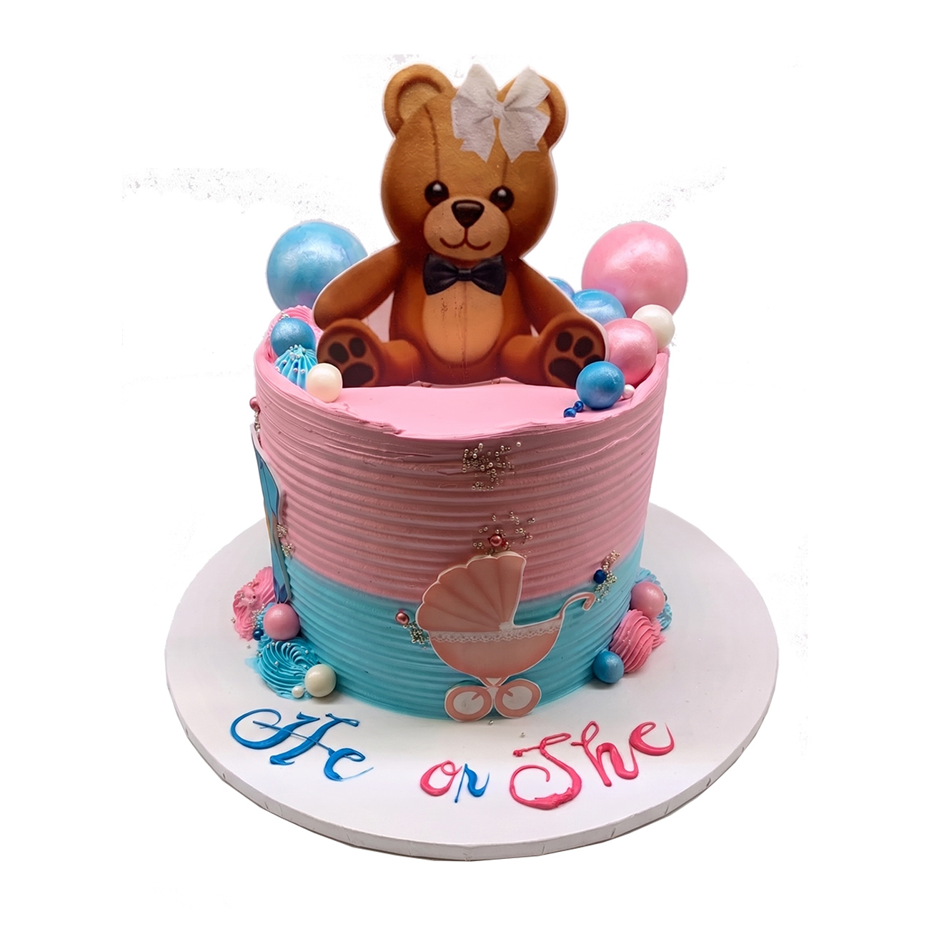 Sweet Teddy Gender Reveal Cake
