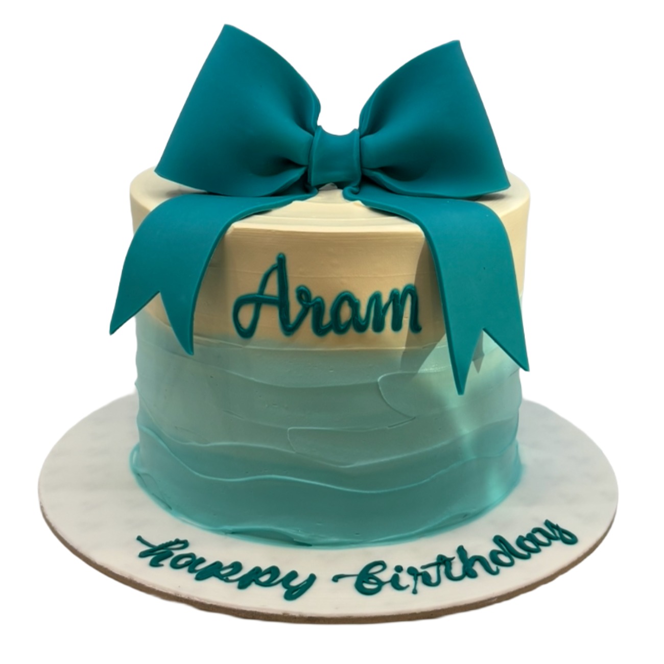 Teal Ombre Statement Bow Cake