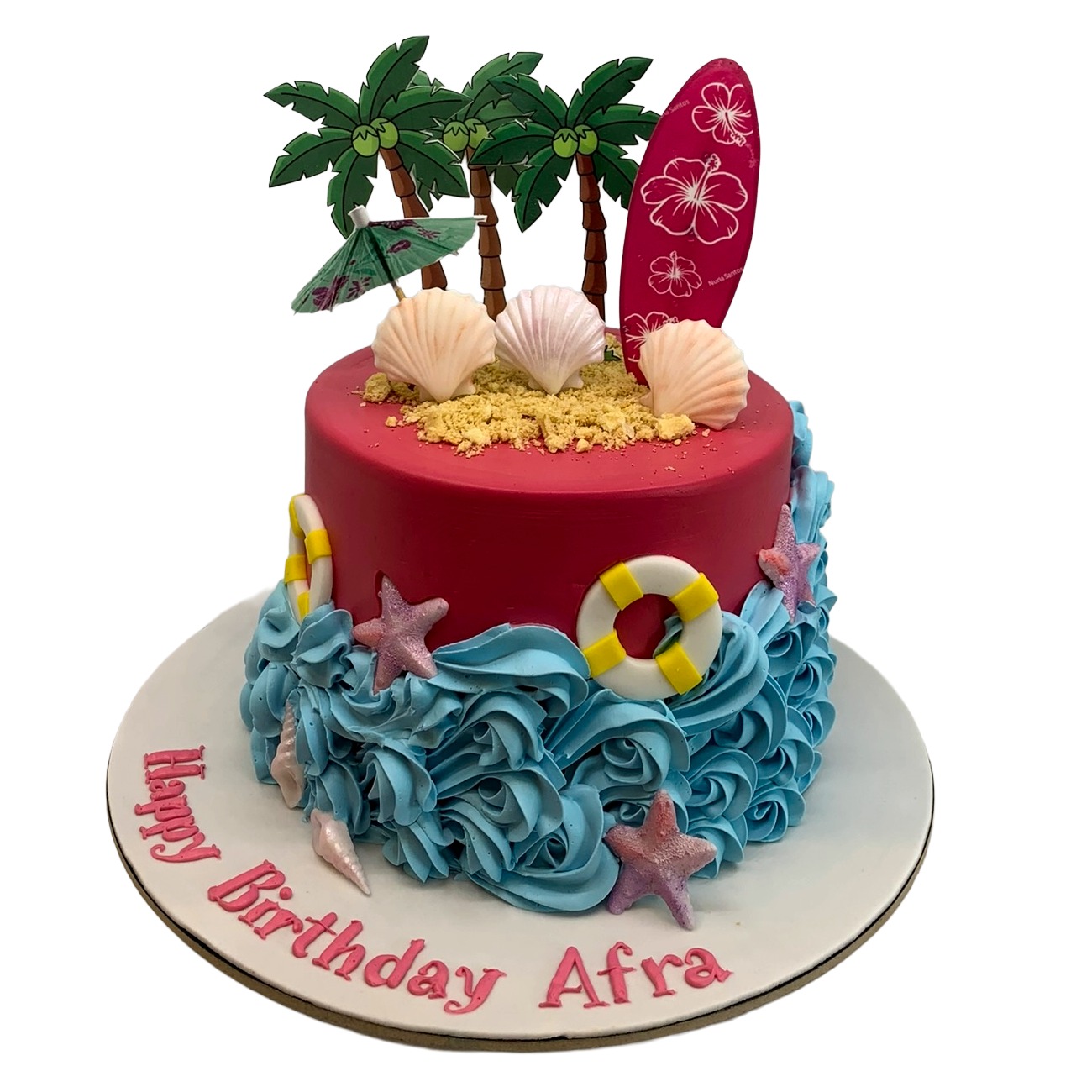 Tropical Beach & Surf Birthday Cake