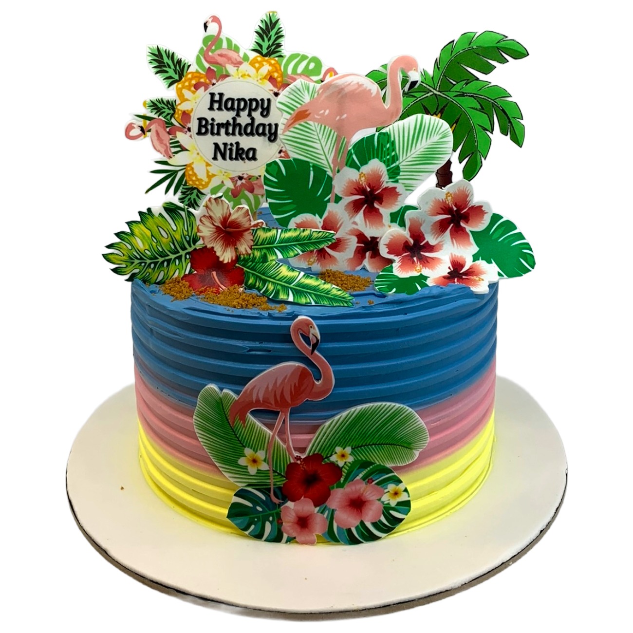 Tropical Pink Flamingo Paradise Cake