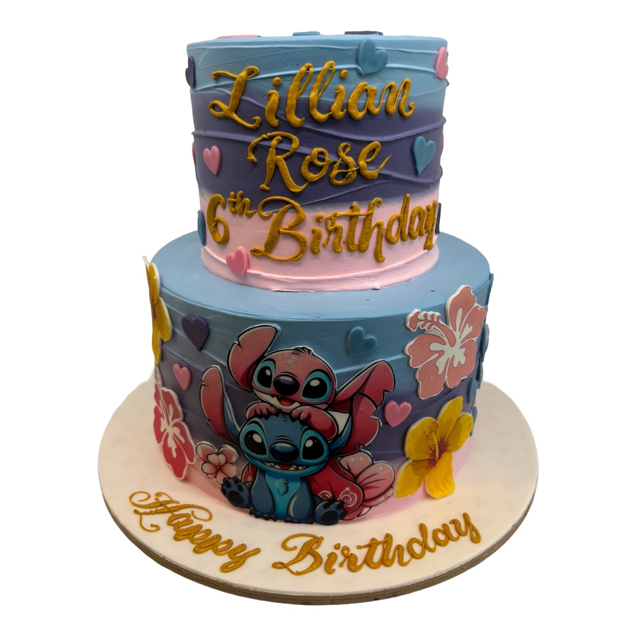 Two-Tier Hawaiian Stitch & Angel Sunset Cake